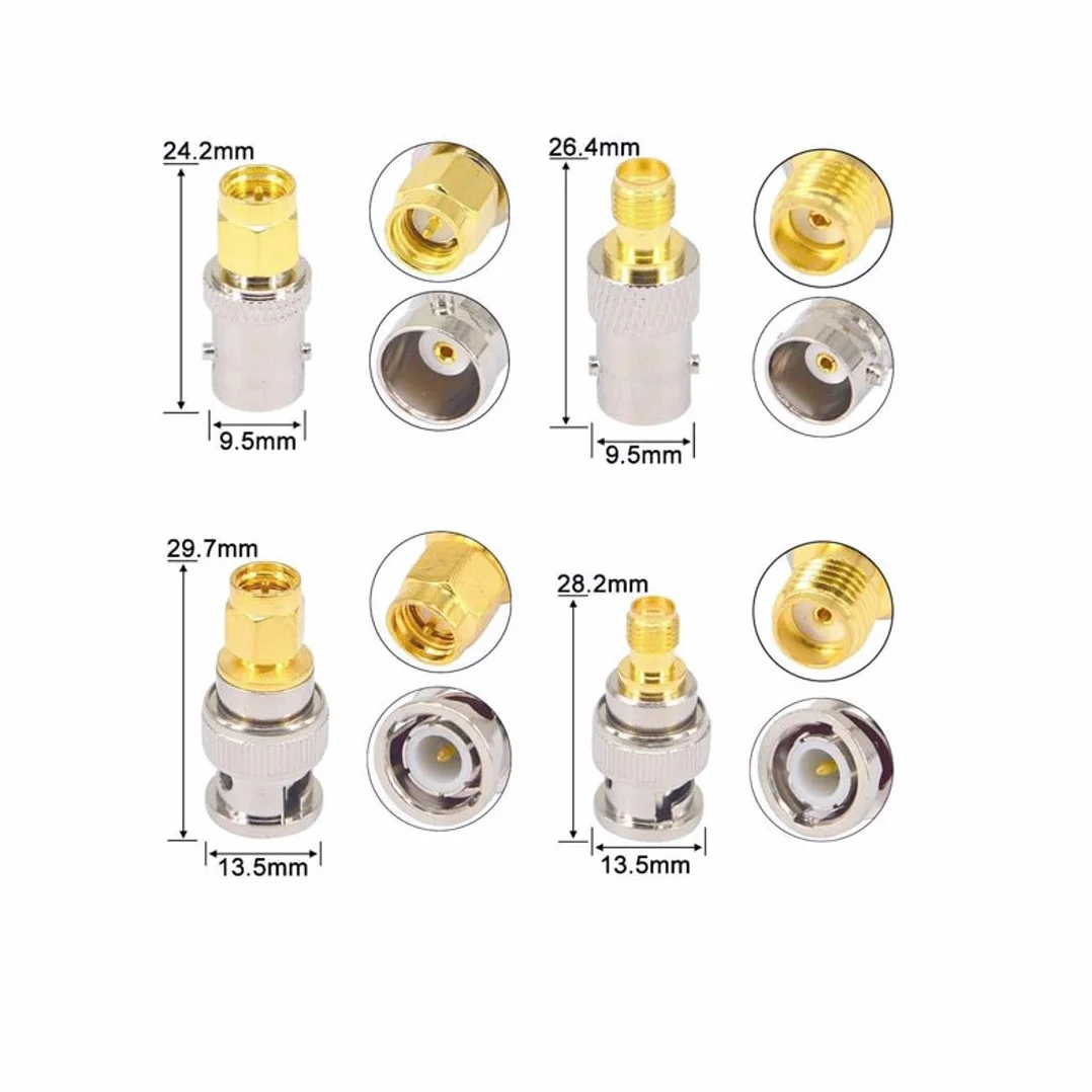 JZK Juego de 4 Conectores coaxiales SMA Macho Hembra a Adaptador BNC