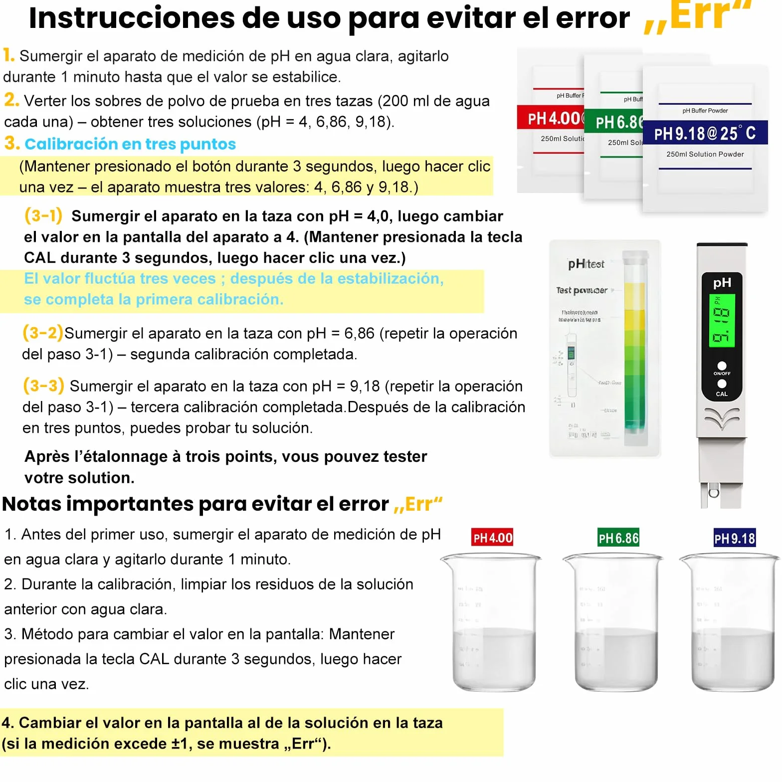 Medidor de pH de alta Precisión ± 0,01 para Piscina y Agua Potable con Pantalla LCD