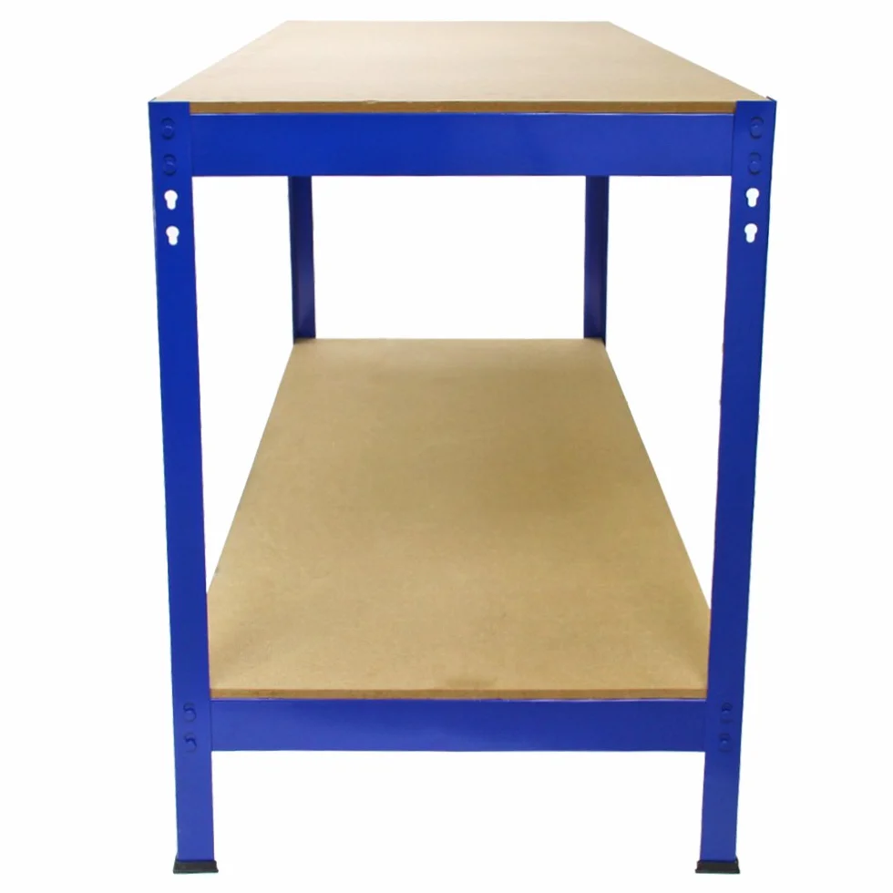 Q-Rax Mesa Trabajo Metálica 90x100x60cm Azul Banco Taller Ajustable 200kg