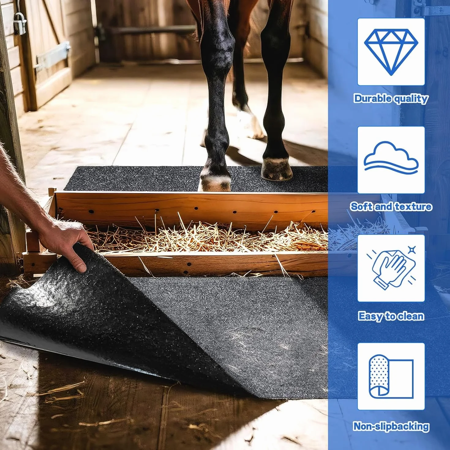 Alfombra para establo de caballos 120x180cm cortable duradera absorbente