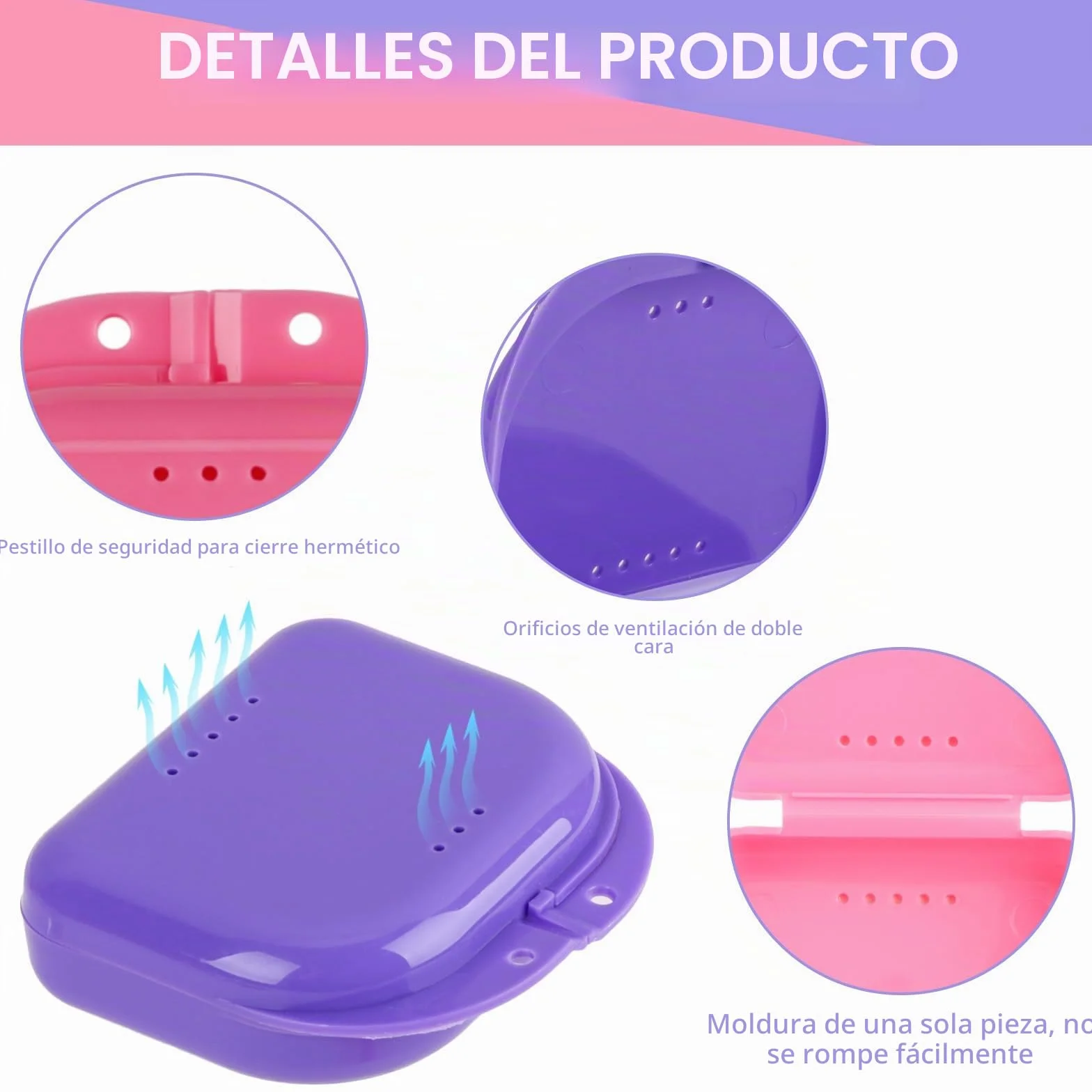 Caja Ortodoncia Dental Funda Ferula Aparato con Agujeros de Ventilación 2 Piezas