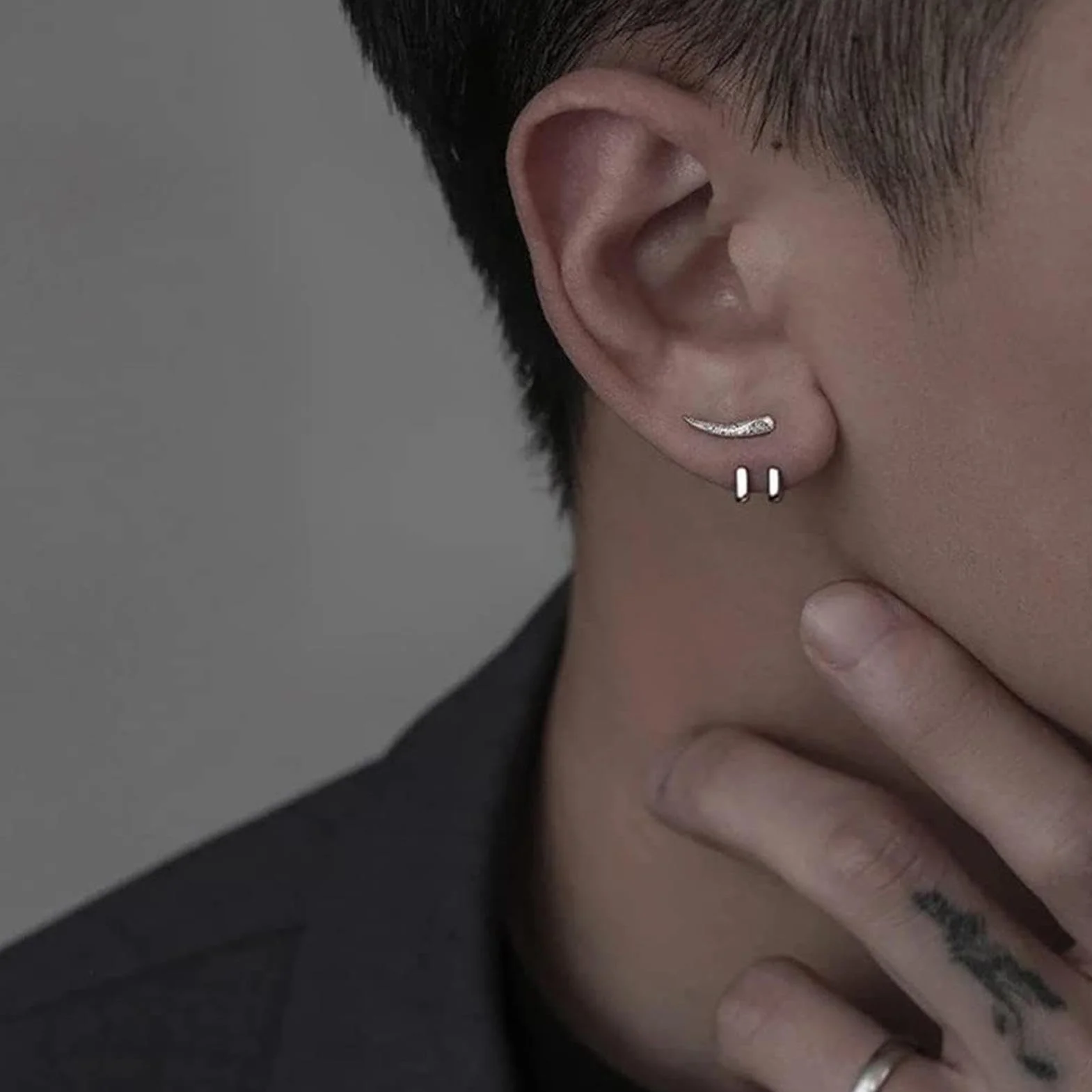 Geniales botón,Joyas para orejas cómodas, desmontables y brillantes con doble perno - Cómodos pendientes punk desmontables, accesorios oreja estables moda para citas, Kasmole