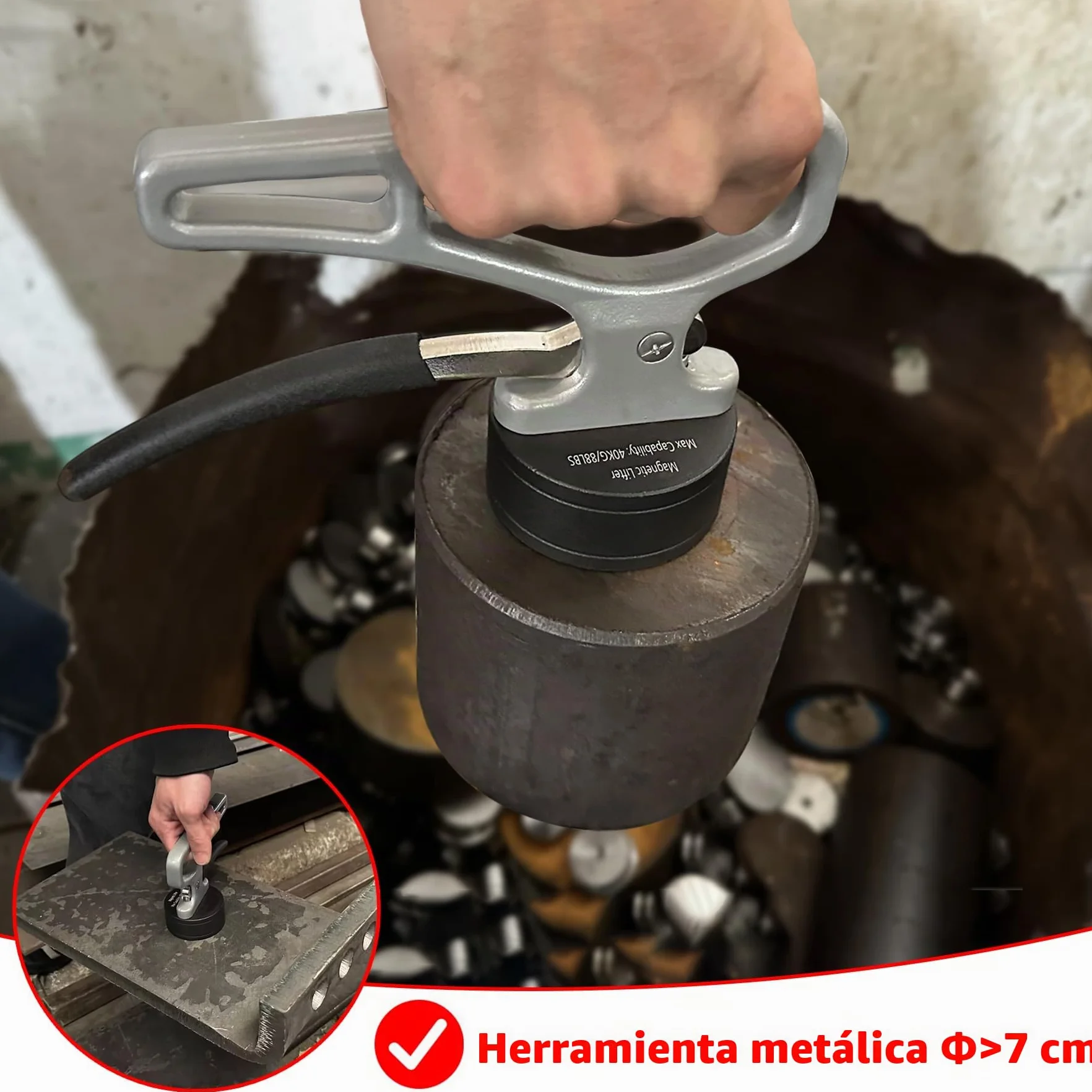 MUTUACTOR Soporte magnético de mano fuerte, imán de neodimio con mango, herramienta para objetos metálicos