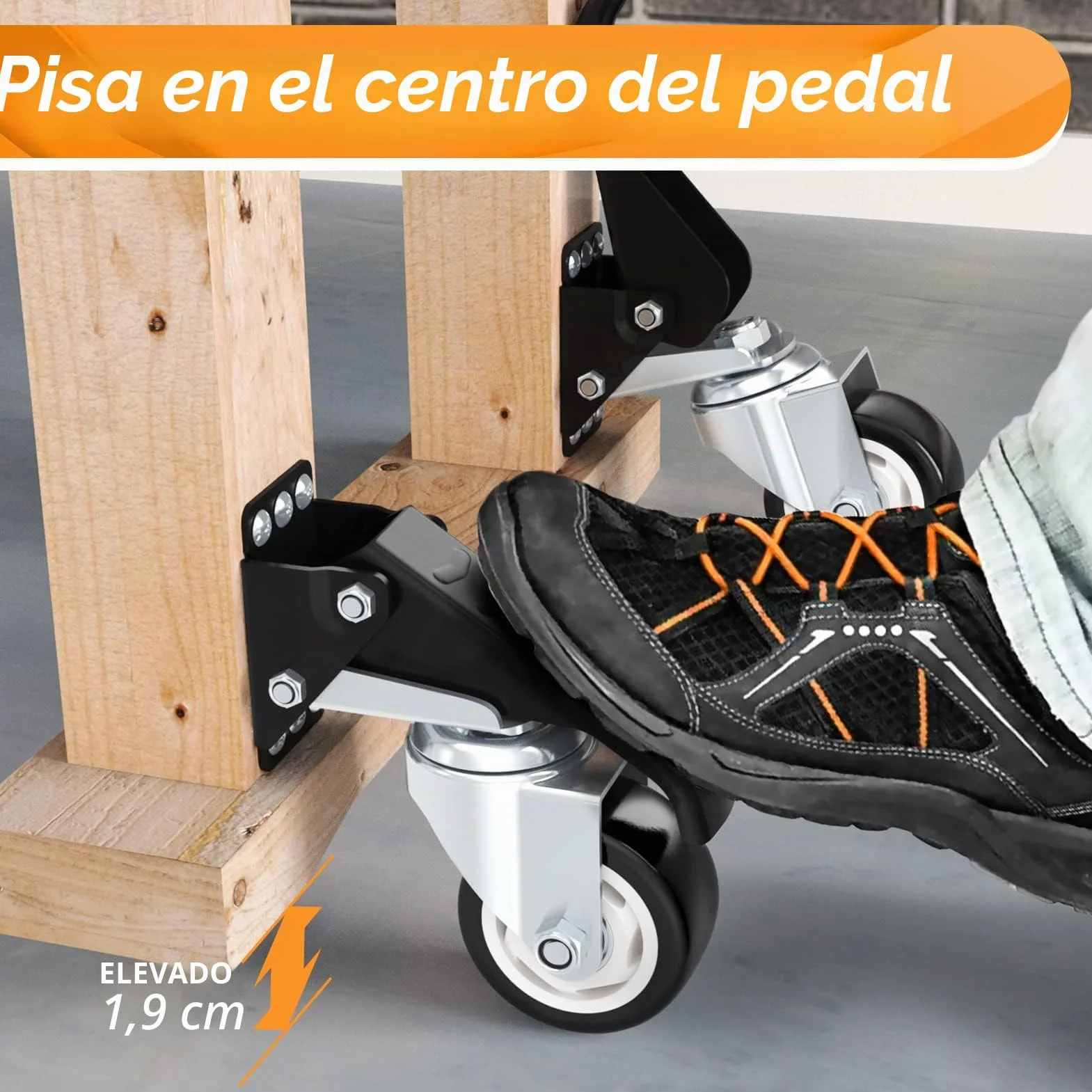 SOLEJAZZ Juego de ruedas para banco de trabajo, 400 kg, retráctil, acero, uretano, paquete de 4