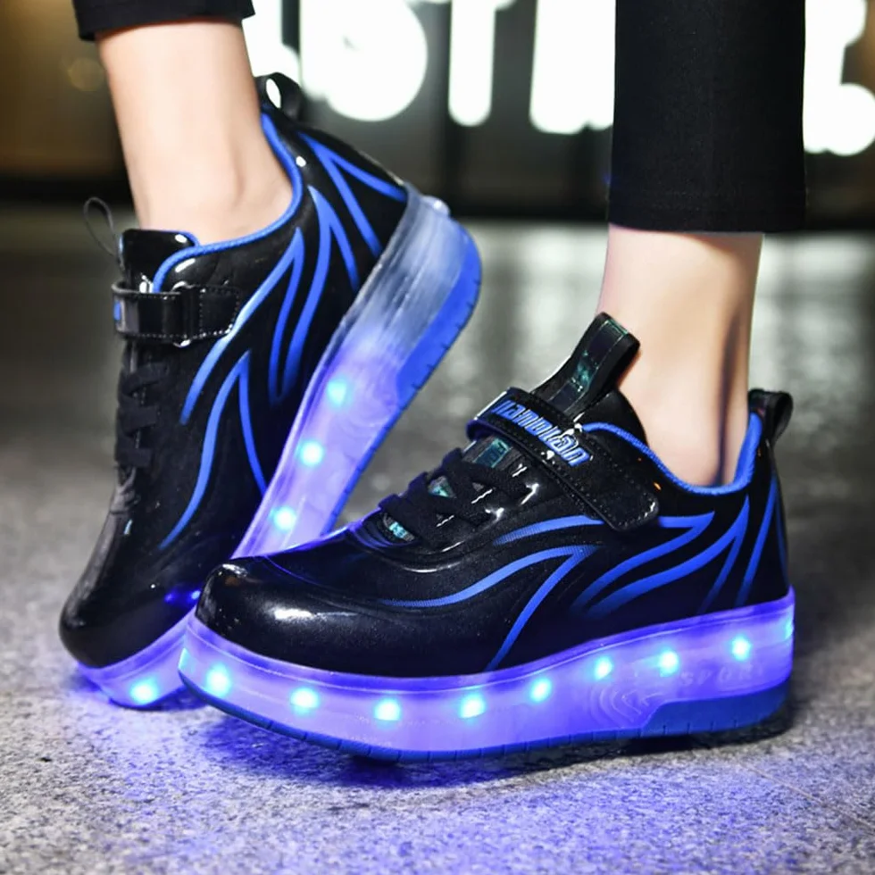 ENEN Zapatillas con Ruedas LED Recargables USB para Niños Patinaje 28-41 EU