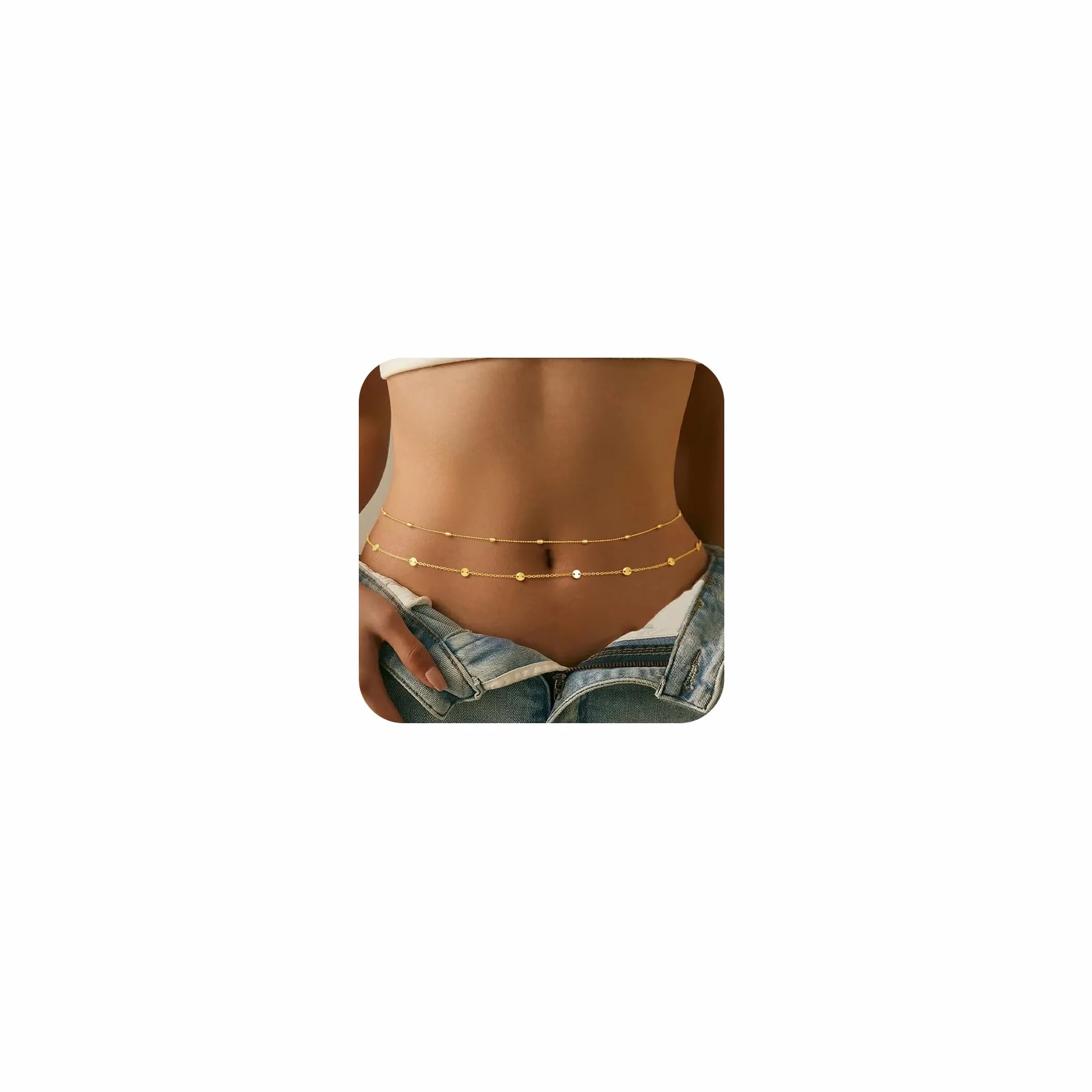 Cadena de vientre dorada para mujer, cadena de cintura de metal vintage, cadena de cintura dorada para mujer, cintura ajustable, decorada, elegante, cinturón de cadena, para bikini, playa, joyas