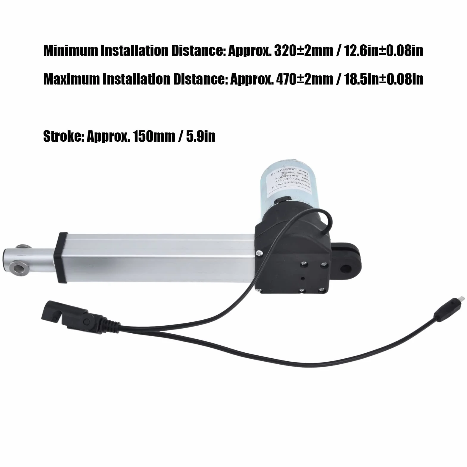 Mini actuador lineal 29 V CC, 7 mm/s para equipos de elevación