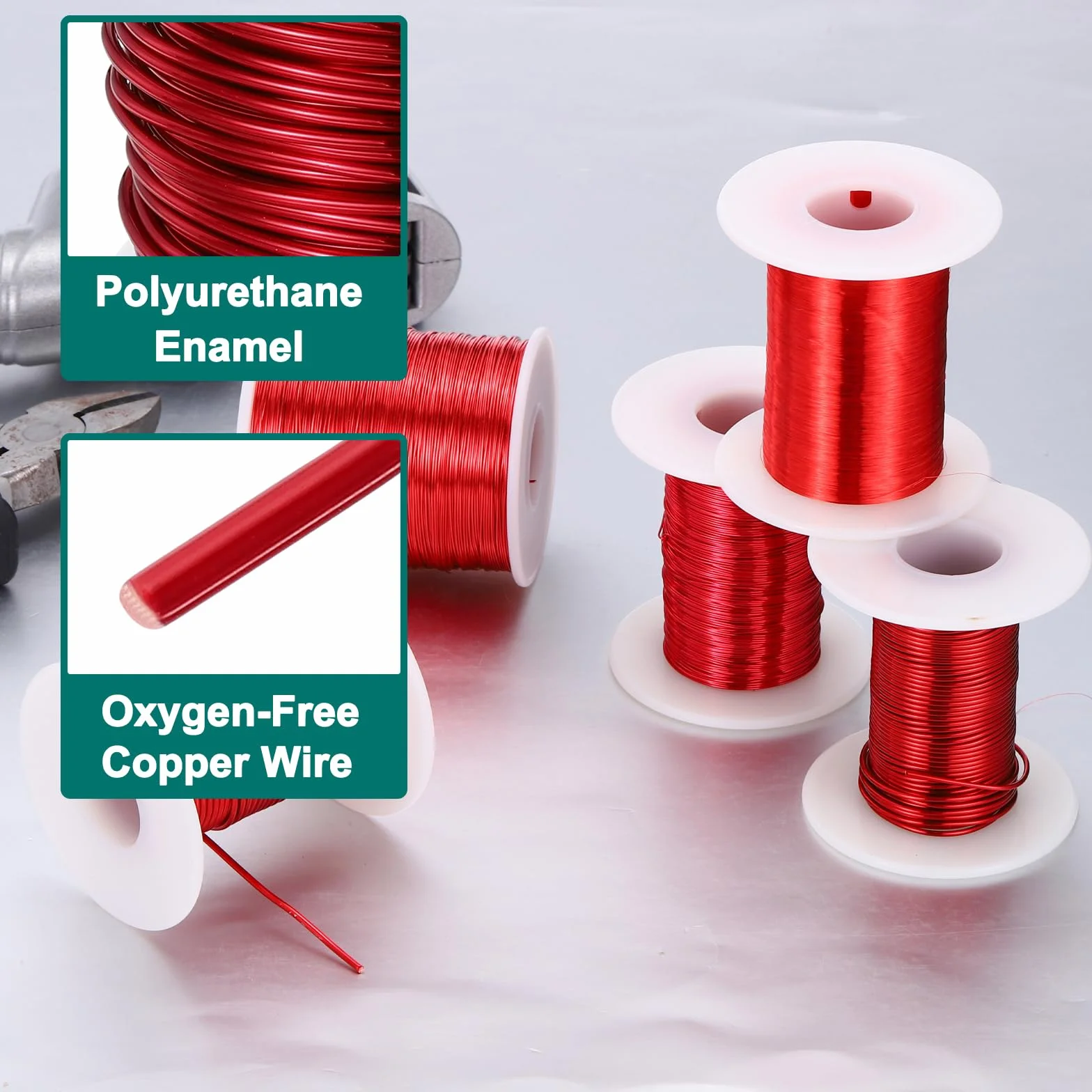 sourcing map Cable magnético de 16 AWG, alambre de cobre esmaltado, 1 libra, 155°C para transformador y motor