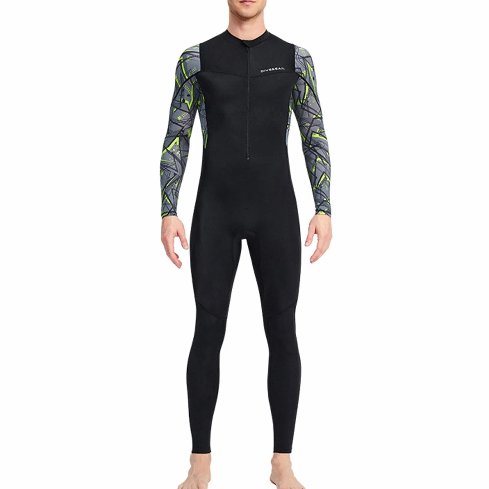 Traje de neopreno para hombre, con cremallera frontal, protección contra erupciones, surf, natación, buceo, negro, XL