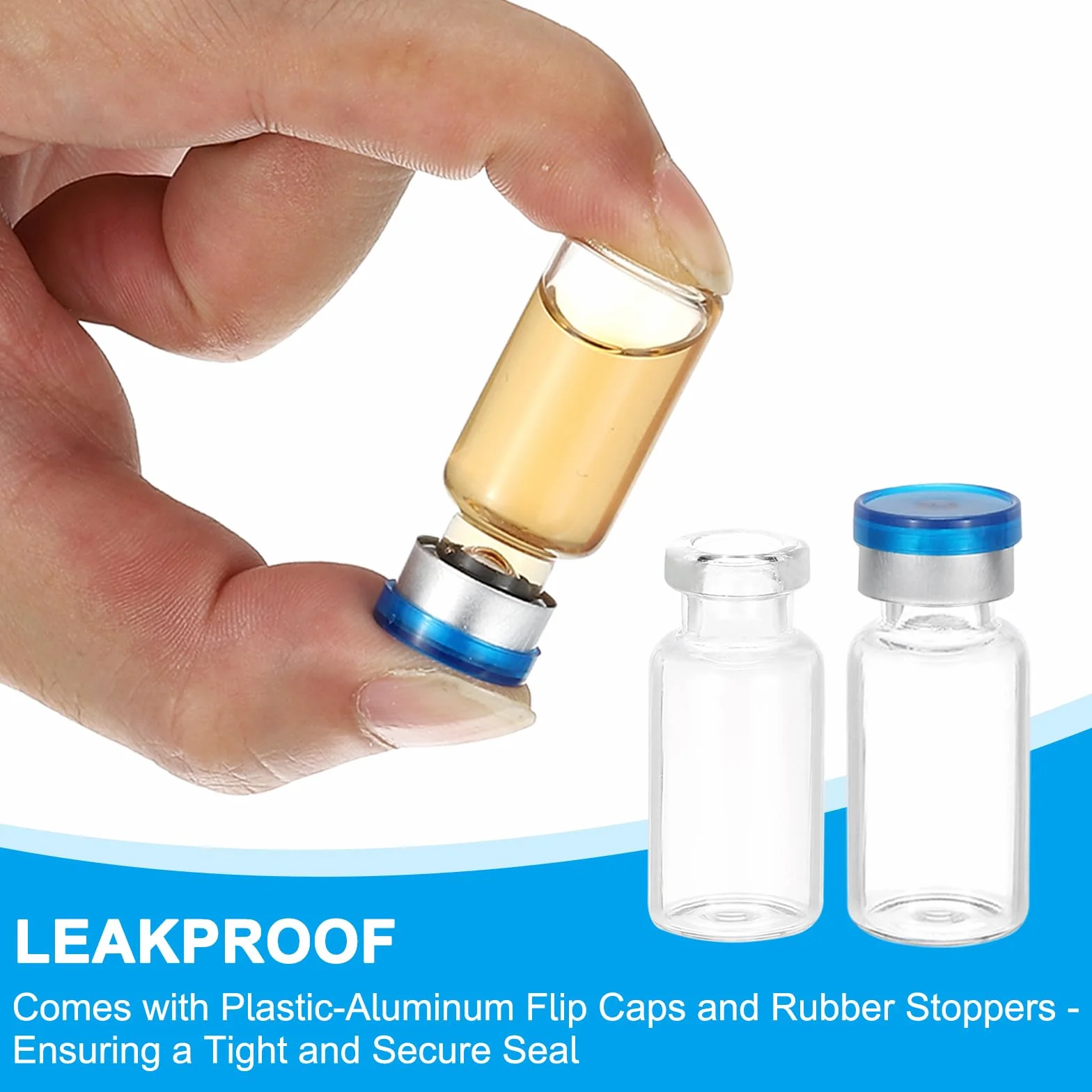 PATIKIL 12 Viales de Muestra Vidrio Borosilicato Transparente 3 ml con Tapa Aluminio Plástico Tapón Goma para Almacenamiento Sólidos
