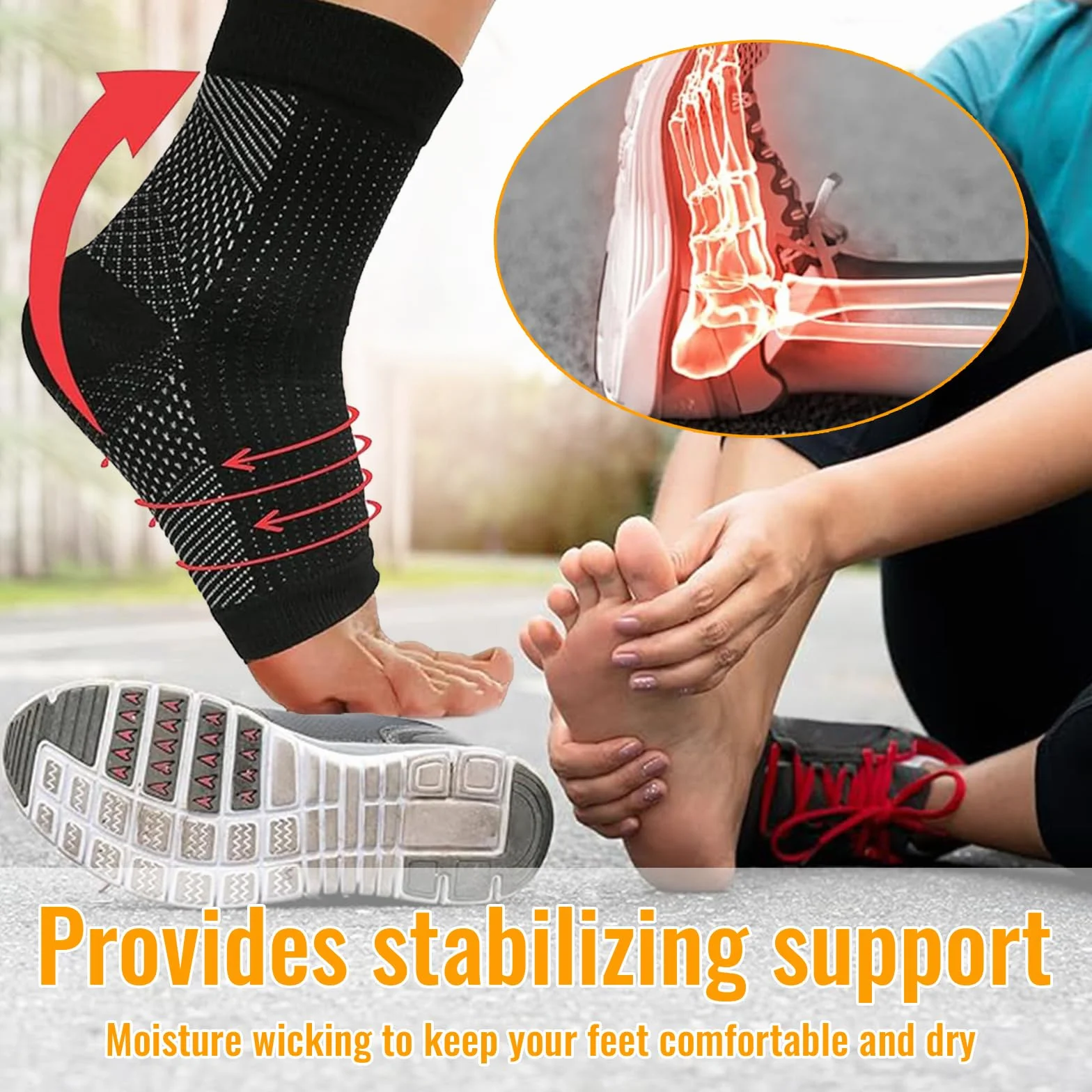 WiDream 2 Piezas Calcetines Compresivos, Sport Calcetines Fascitis Plantar, Calcetines de Compresión, para Mujer y Hombre Aliviar El Dolor De Pies(L-XL)