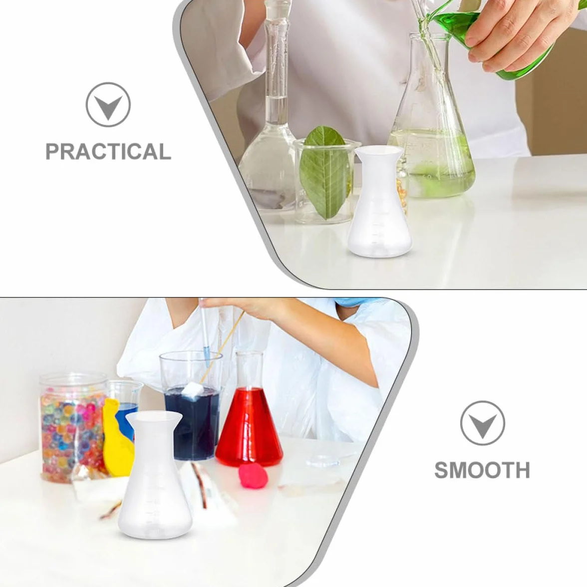 Matraz Erlenmeyer 50ml PP Cónico Antiderrame Juego de 8 para Laboratorio