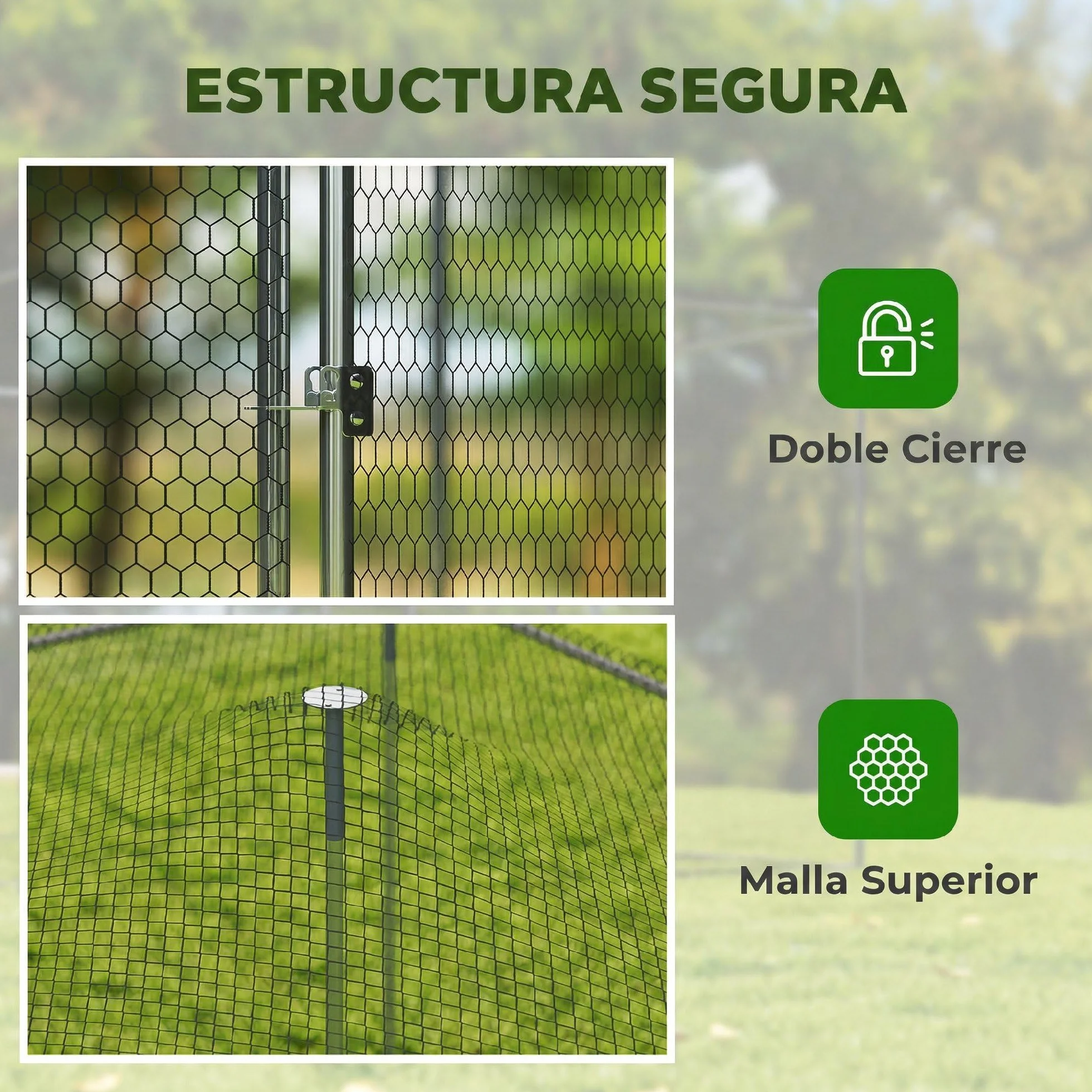 PawHut Gallinero Exterior Grande 4x3x1,97 m 12 m² Acero Galvanizado Puerta Doble Cierre Red PE Resistente Intemperie Walk-In