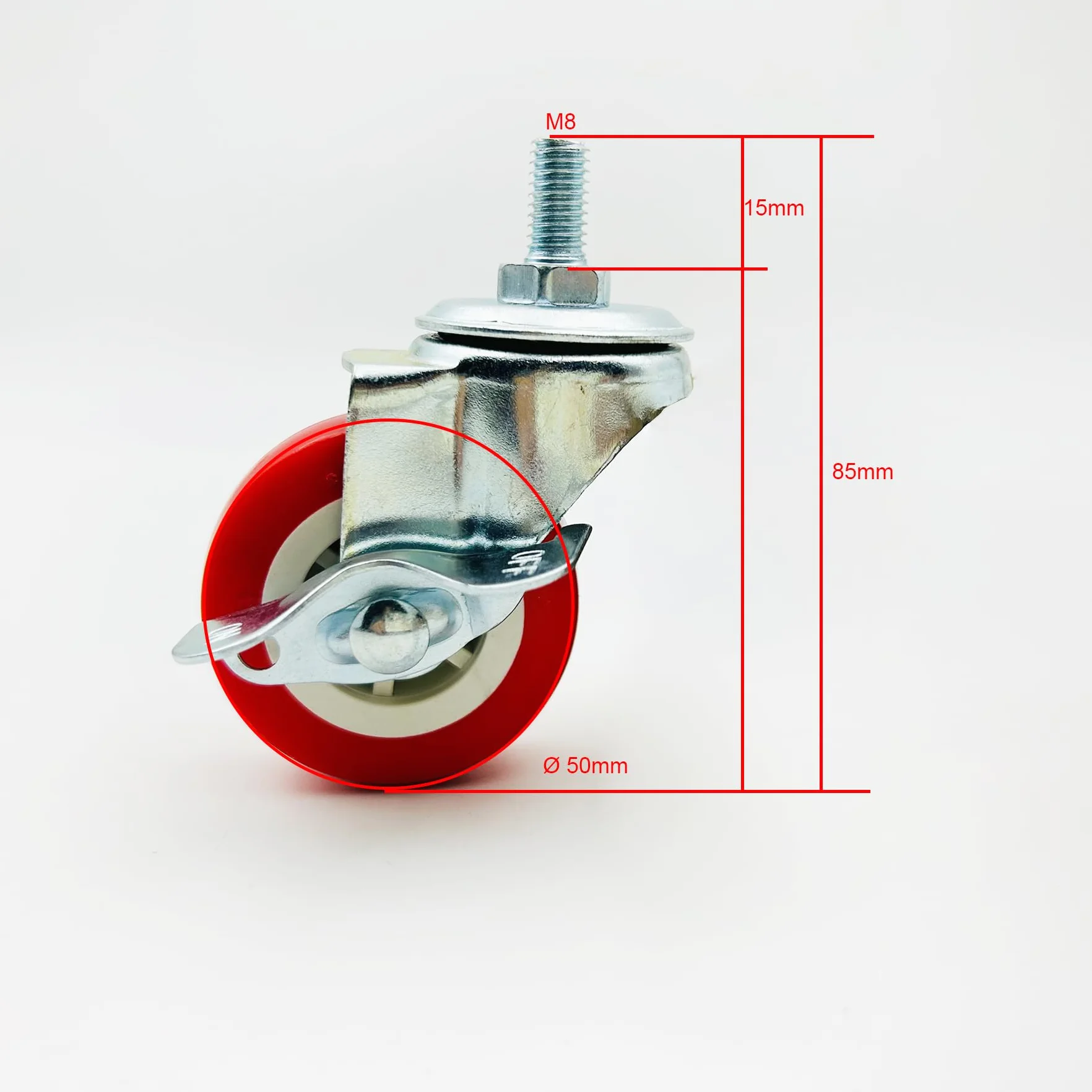 Ruedas Giratorias de PU con Freno 360° Ø 50mm IC4214A Paquete de 4 para Muebles Armarios