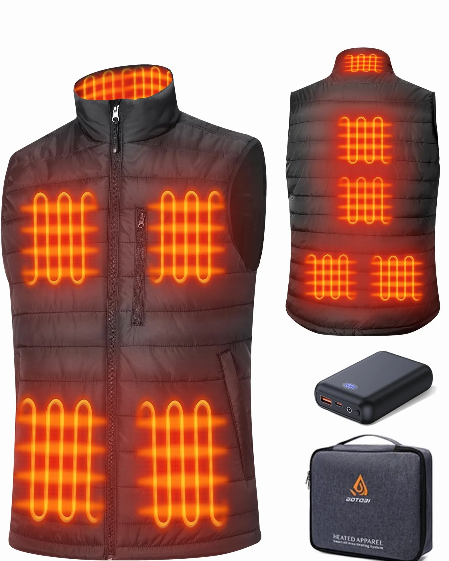 Chaleco Calefactable Hombre con Bateria de 16000mAh - 9 Zonas de Calefactable y 3 Temperaturas Ajustables,Termico Calefactable para Actividades al Aire Libre