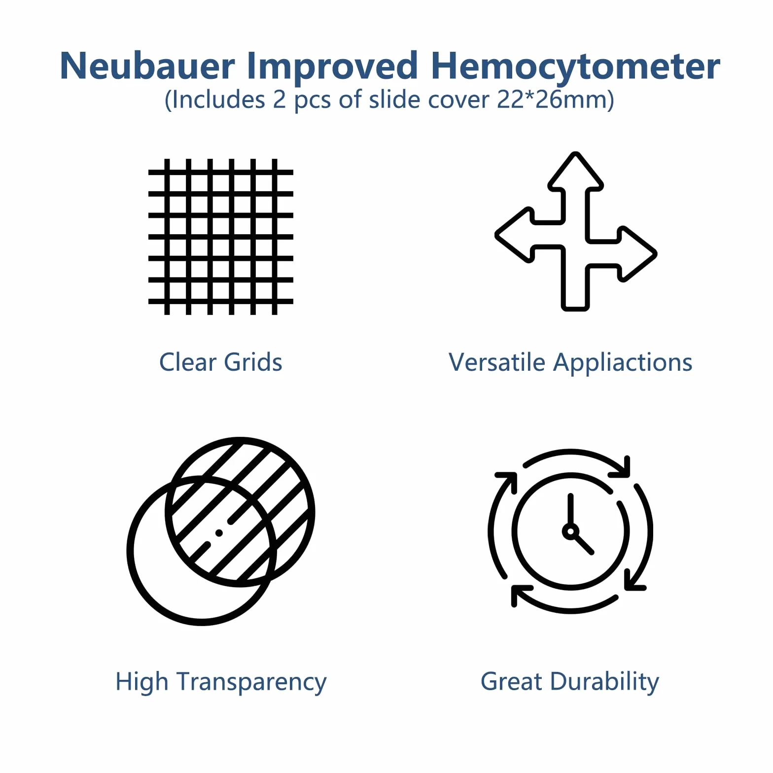 Cámara de Conteo de Células Neubauer Mejorado Hemocitómetro Línea Brillante 2 Cubiertas