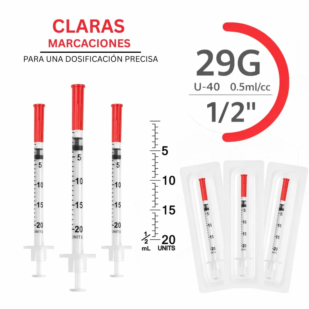 100 tubos de plástico U40 0,5 ml 29 g x 1/2 pulgadas para cuidado de mascotas herramientas de medición y dosificación
