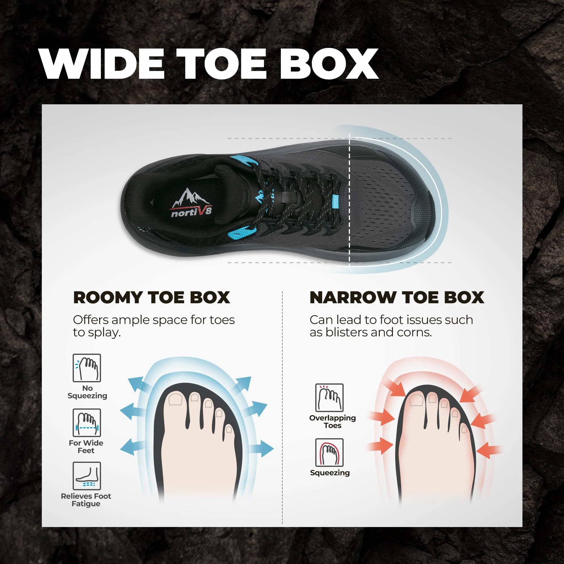 NORTIV 8 Zapatillas Trail Running Hombre con Punta Ancha Zapatillas Trekking Ligero y Transpirable con Plantilla de Soporte para Arco Suela Antideslizante