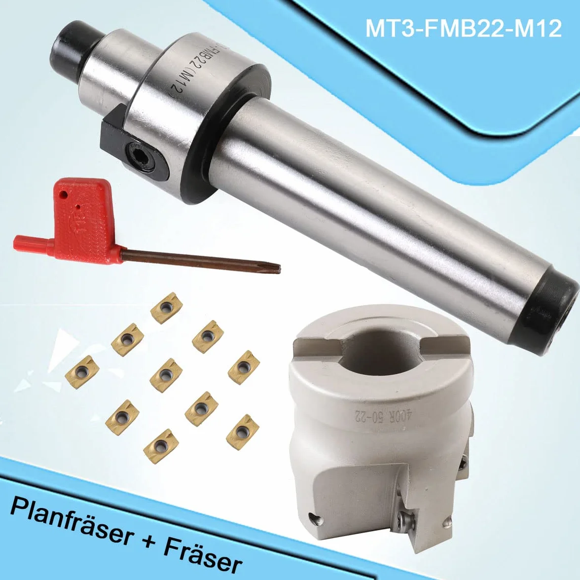 Soporte para fresa de planos MT3-FMB22-M12 400R-50-22, juego de corte CNC APMT1604