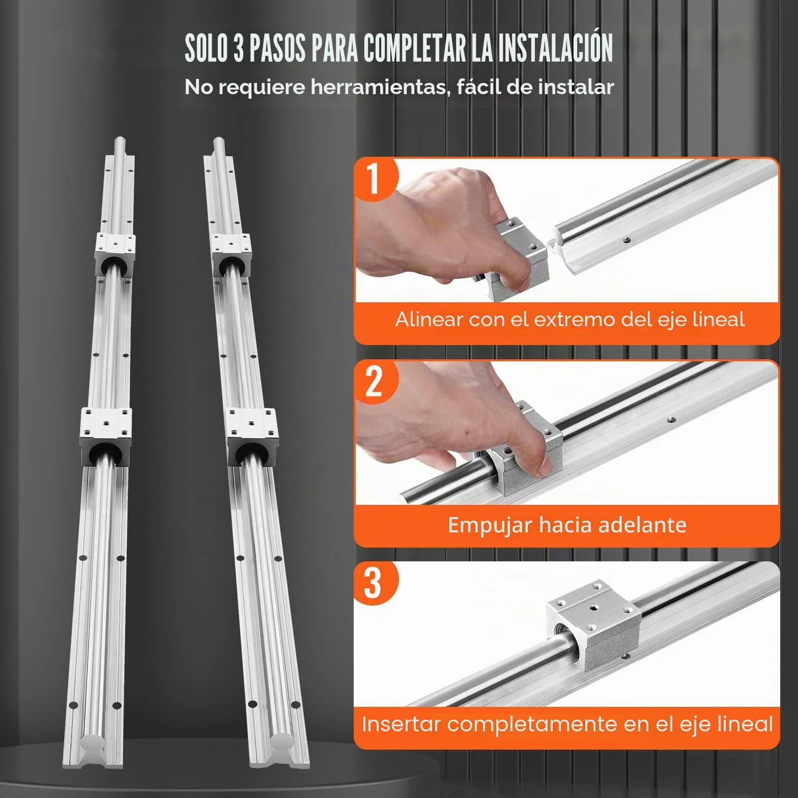 VEVOR Riel de Guía Lineal SBR20 1000 mm 2PCS Rieles 4PCS Bloques SBR20UU Kit para Máquinas CNC Tornos