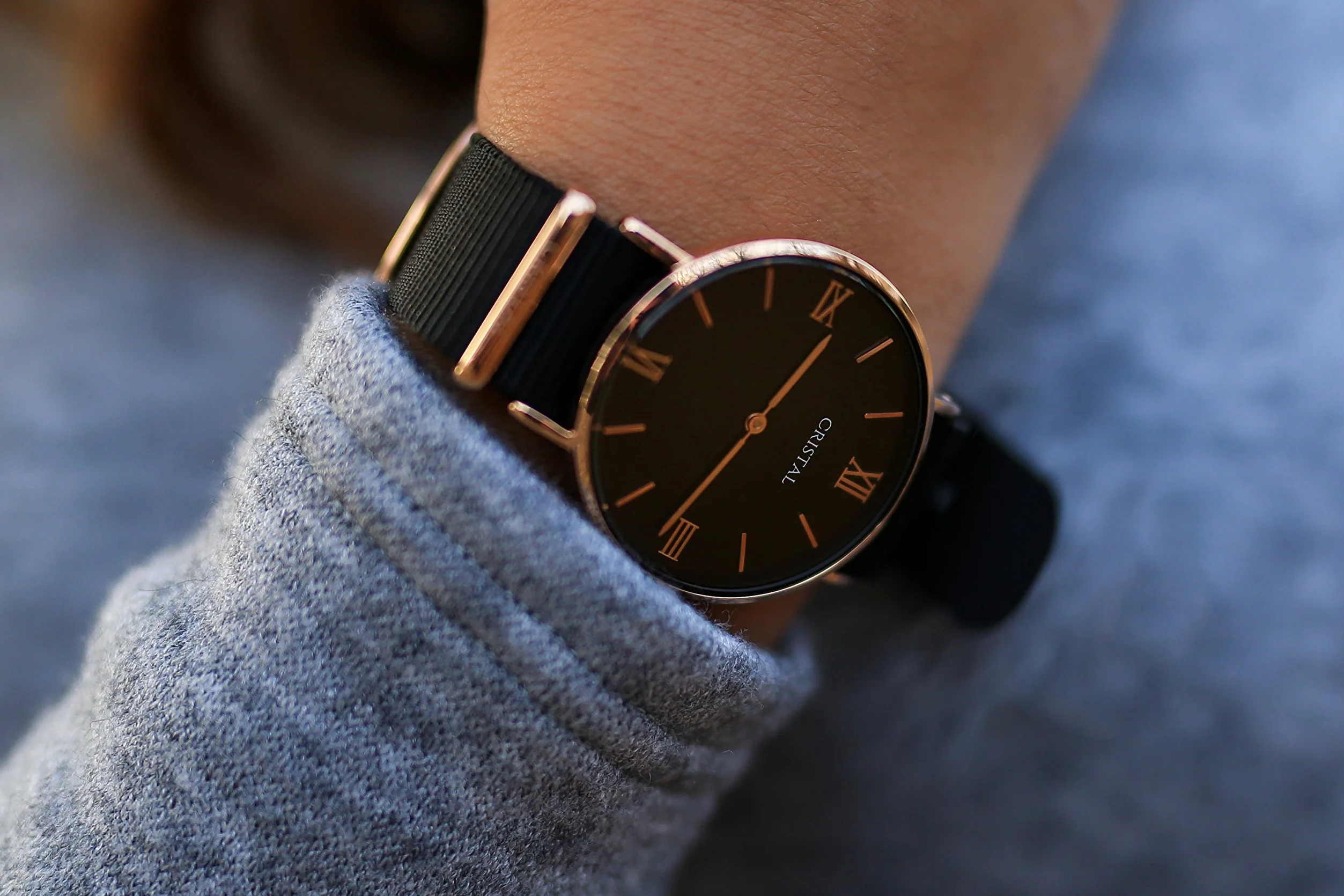 Cristal Reloj, oro rosa – Unisex – Pulsera de nailon