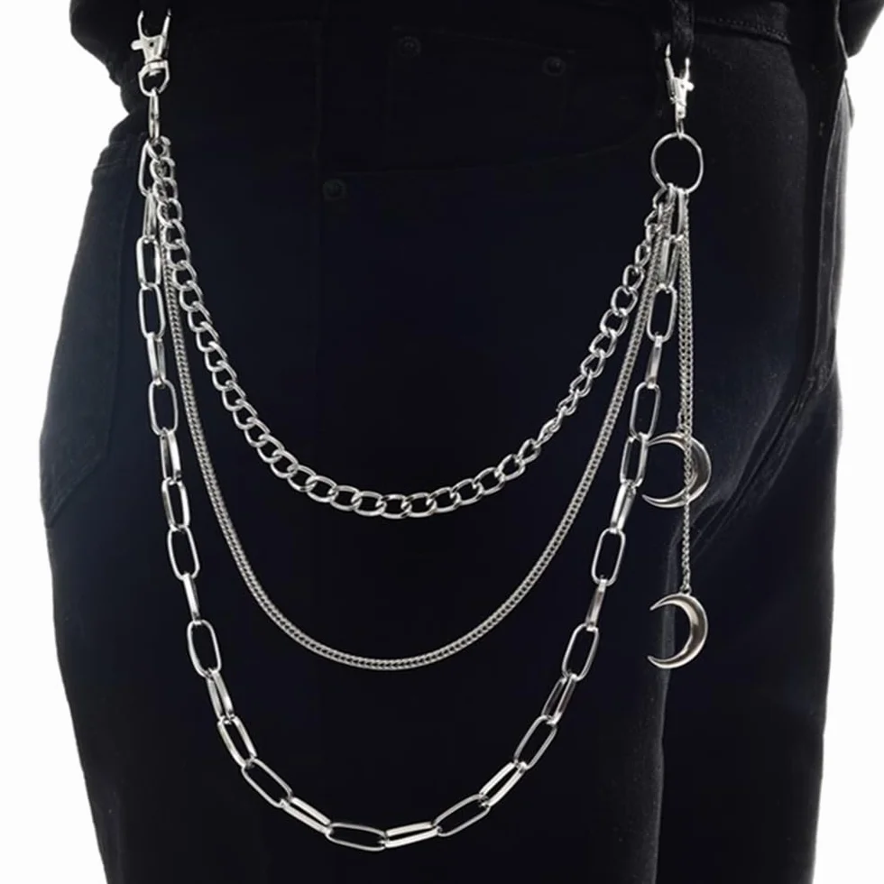 OOTSR Collar punk para mujer, Cadena vaquero con forma de luna, collar hip hop para niñas/mujeres