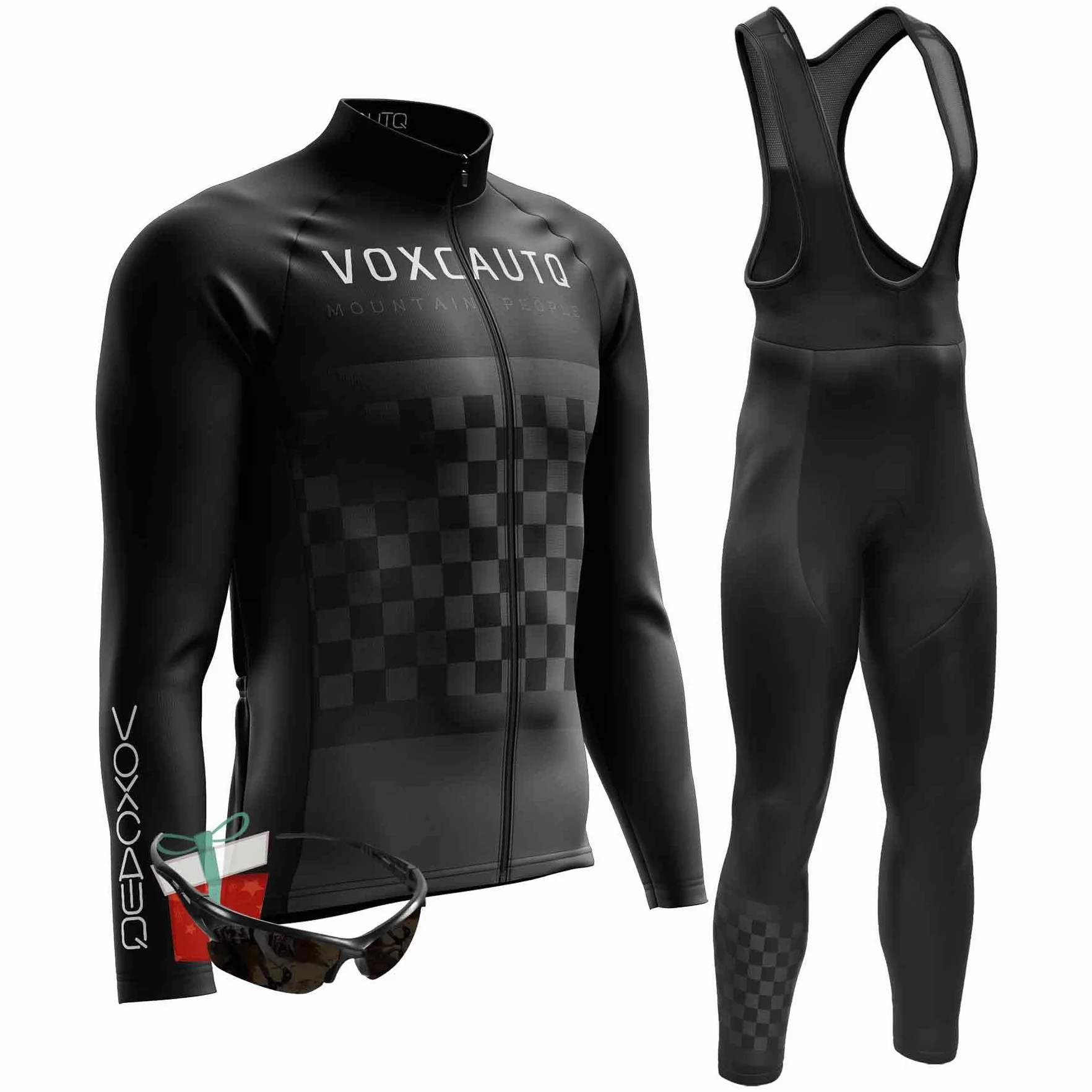Conjunto Maillot Ciclismo Manga Larga Hombre Culotte Otoño Secado Rápido Transpirable Pro Team