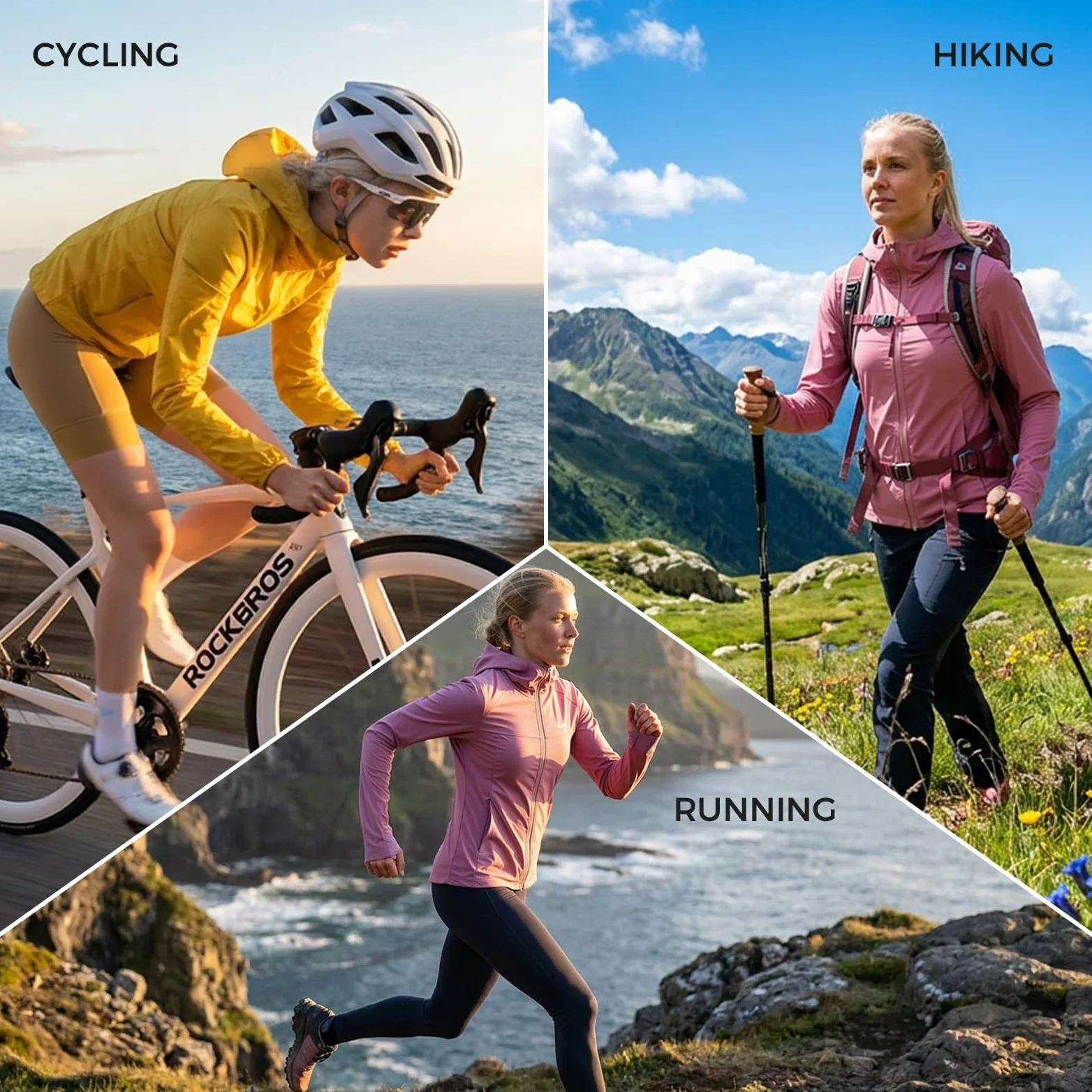 ROCKBROS Chaqueta de Ciclismo para Mujer Transpirable Protección UV, Chaqueta Cortavientos y de Secado Rápido para Senderismo Running y Actividades al Aire Libre