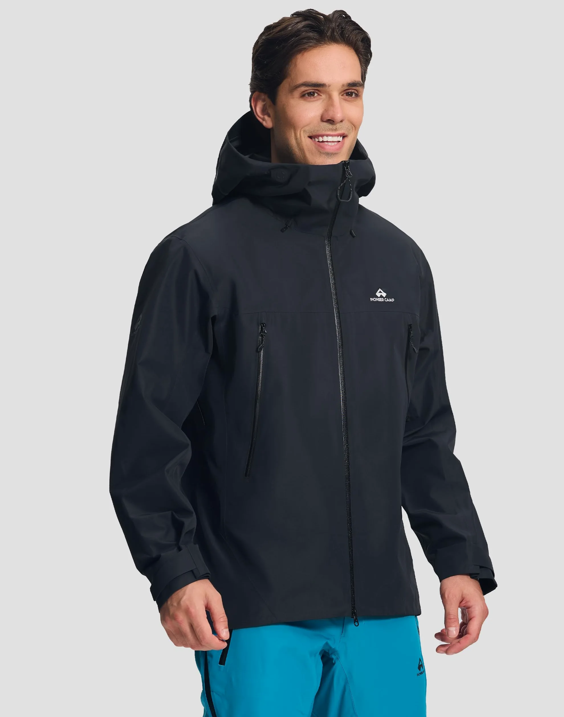 Pioneer Camp Chubasquero para hombre, 3 L, impermeable, transpirable, chaqueta para exteriores, para senderismo, trekking, escalada, esquí