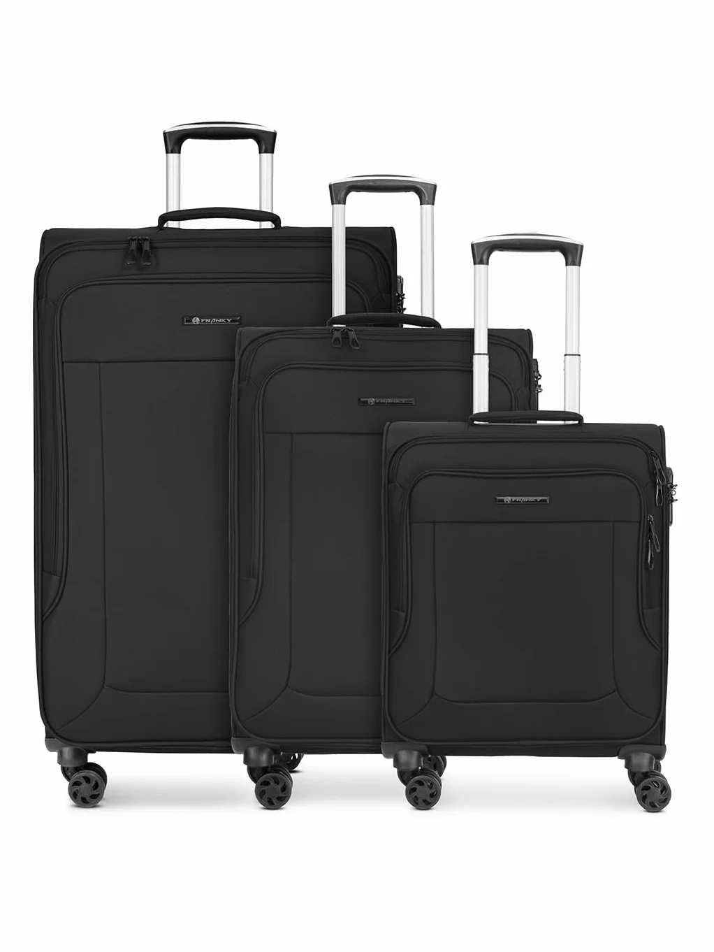 Franky Melbourne 3.0 4 ruedas Juego de maletas 3 piezas, Negro , Kofferset (S, M+, L) (3-teilig), Juego de maletas