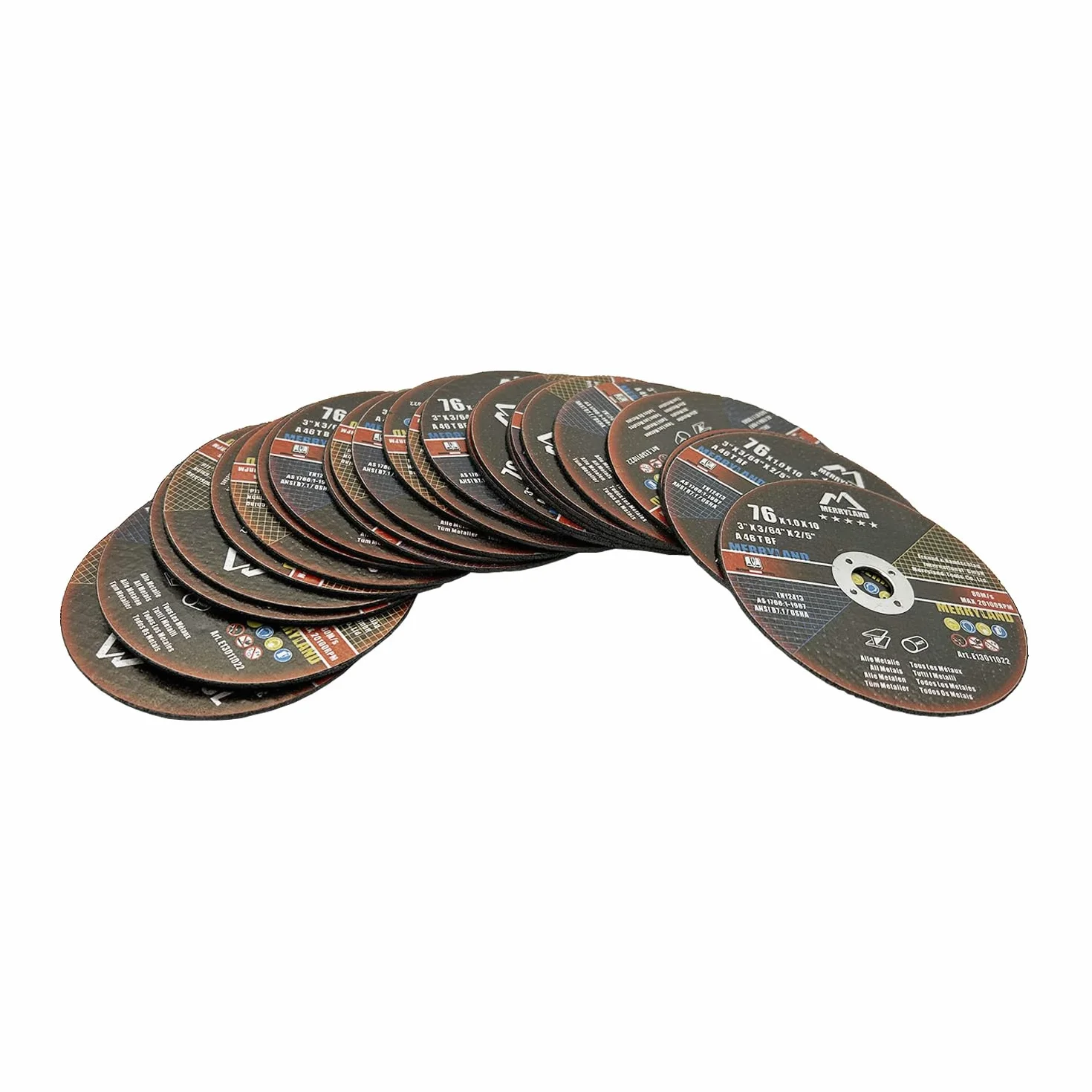 Merryland Disco de Corte 76 Metal 76x1,0x10 mm 25 Piezas Acero INOX Hierro