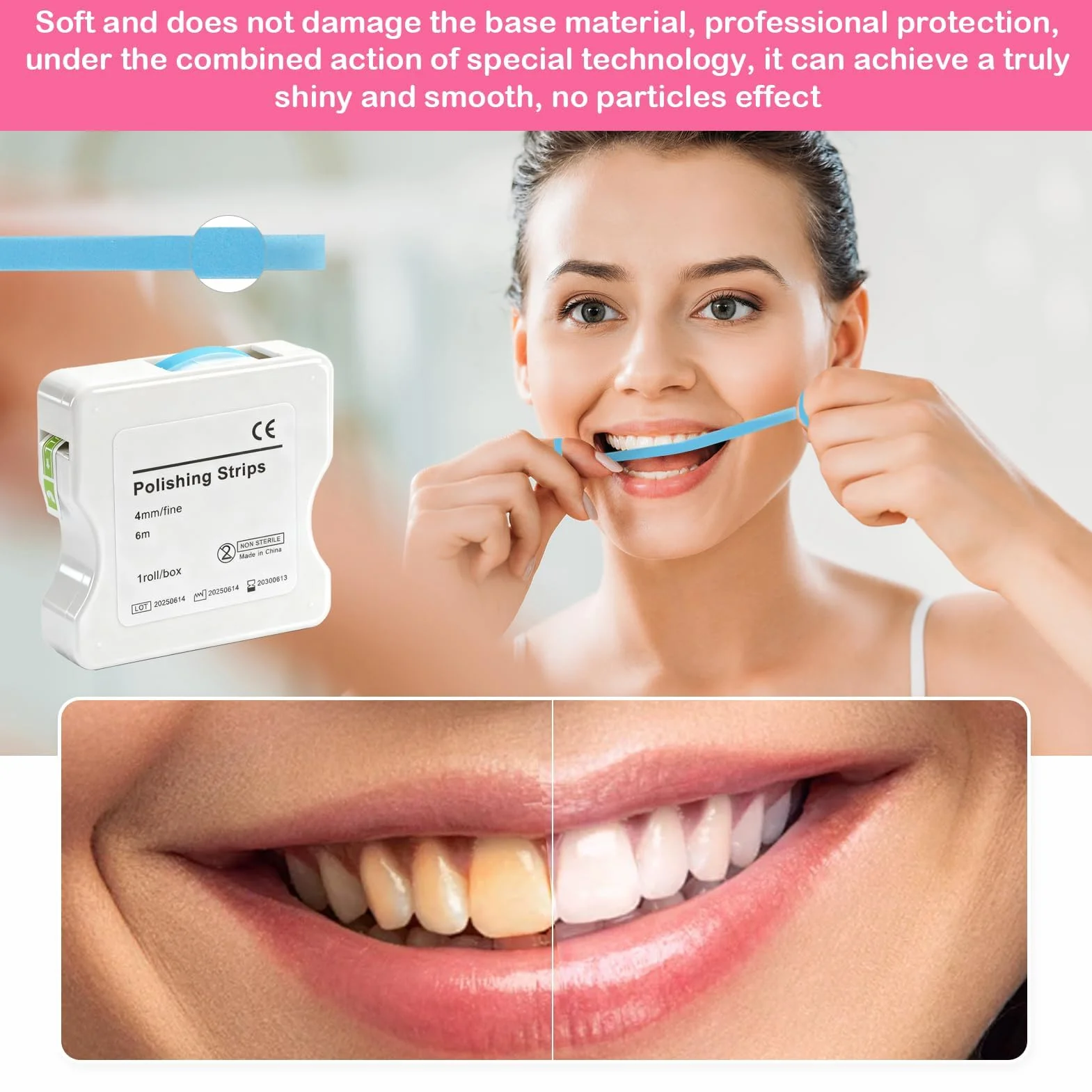 Papel de lija interdental 6 m arena fina rollo resina pulido dental