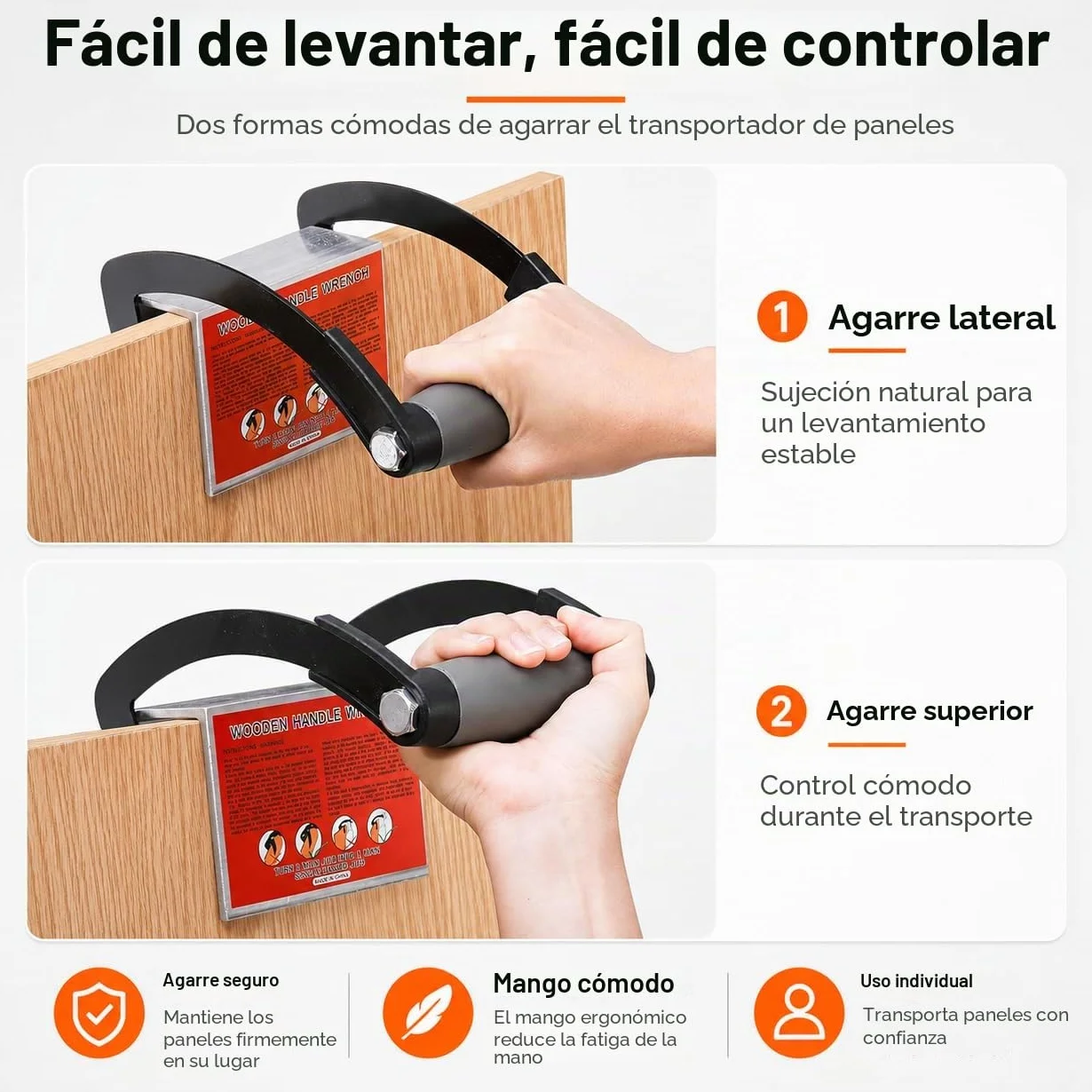Elevador de placas de yeso para paneles, madera contrachapada y vidrio, agarre ergonómico práctico