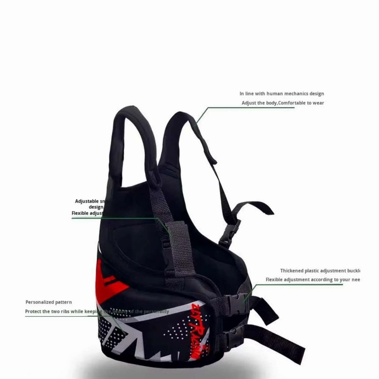 Oshhni Chaleco Protector de Costillas de Karting para niños, de protección, ergonómico, Multiusos, cómodo, Accesorios, Ligero y Ajustable, Rojo