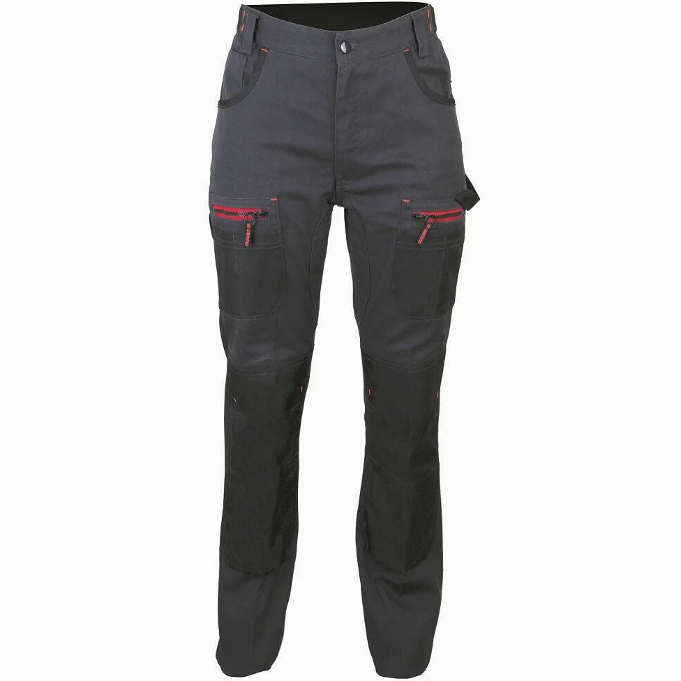 LMA Lebeurre Olympia - Pantalón de Trabajo Bicolor con Bolsillos rodilleros y Multibolsillos para Mujer, Color Gris y Negro