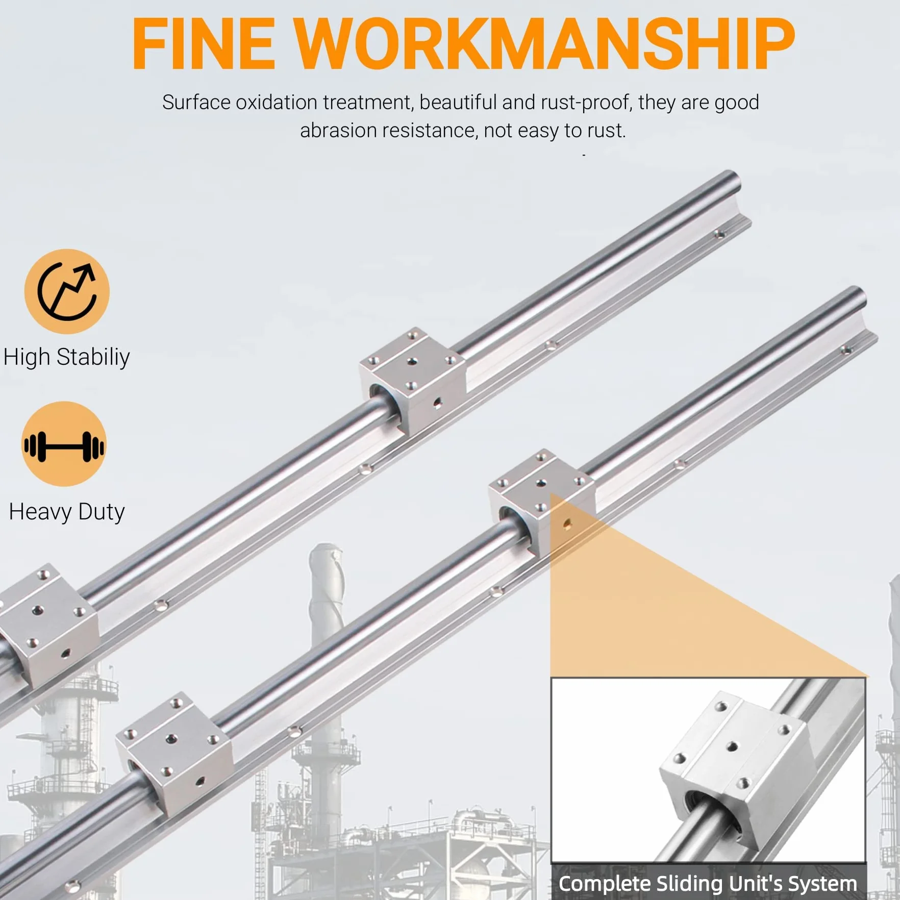 Riel lineal SBR12-500 mm con 2 ejes guía SBR12UU para impresoras 3D y CNC