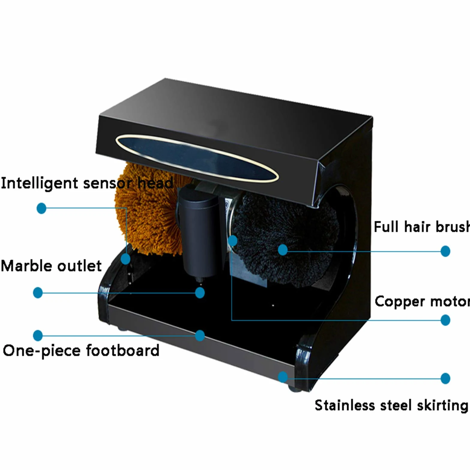 limpiabotas eléctrico, Inducción automática Limpieza Completa de Zapatos por inducción automática for el hogar, Adecuada for Lugares públicos, Estribo de Acero Inoxidable de una Pieza,(Gold)