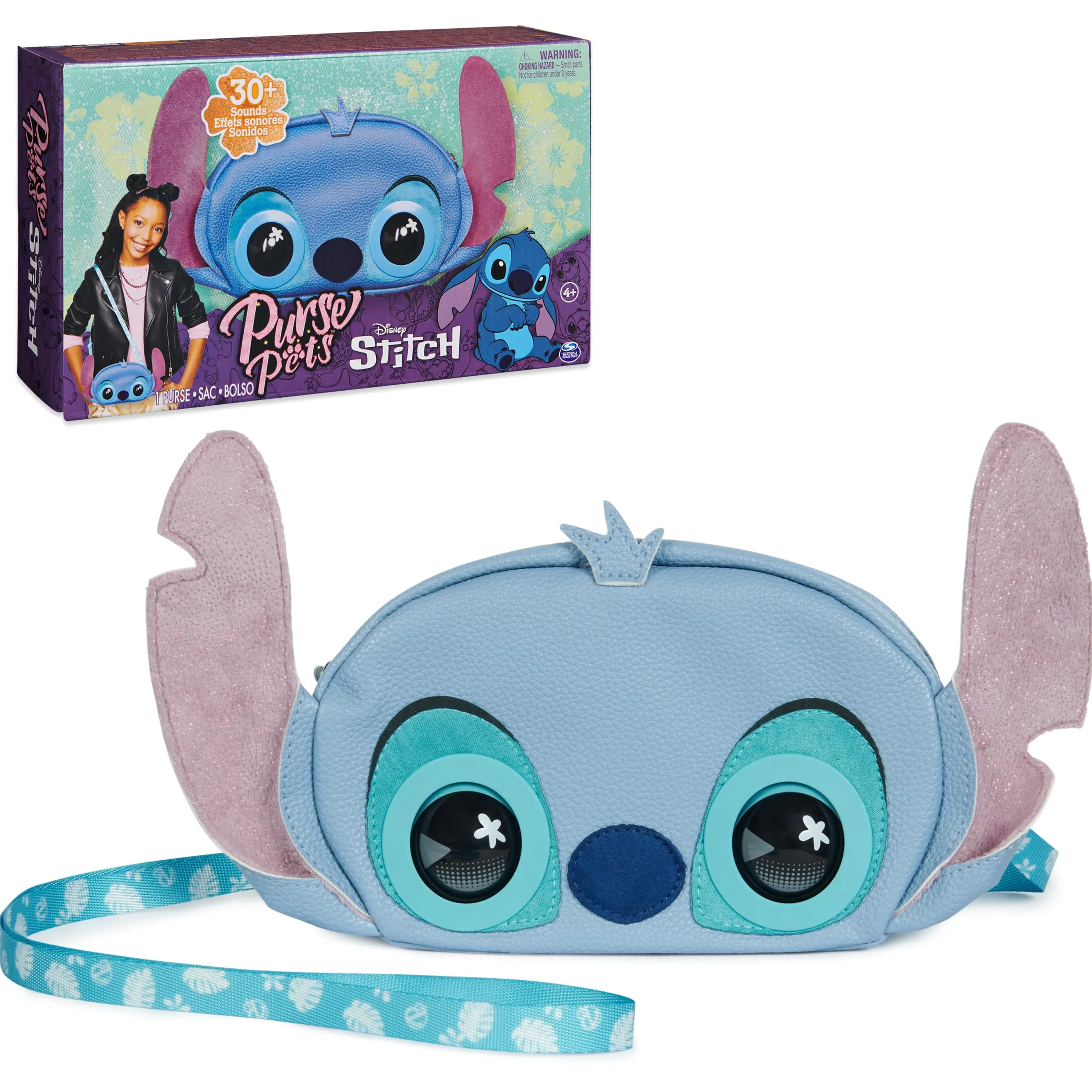 Purse Pets, Disney Stitch - Bolso interactivo para mascotas y niñas con licencia oficial, más de 30 sonidos y reacciones, bolsa cruzada, para niños