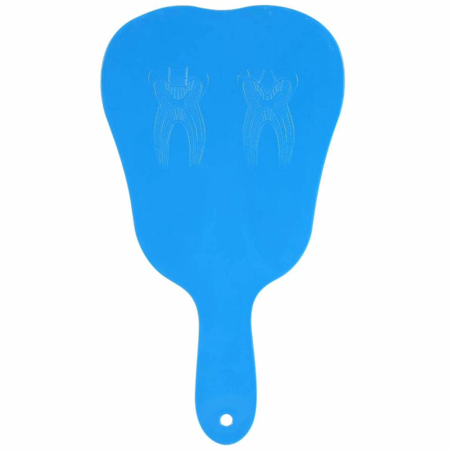 Espejos de plástico de mano con forma de diente 4 colores Azul