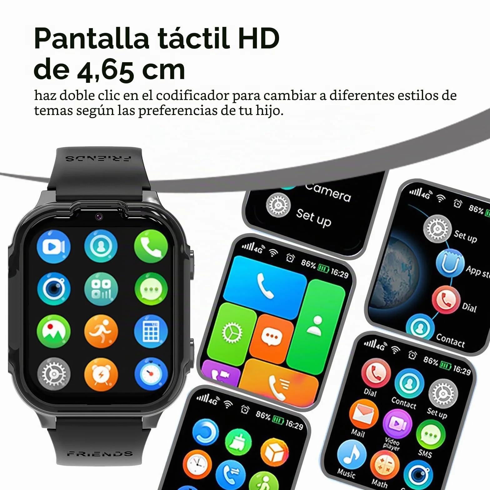 Reloj Inteligente Niño 4G GPS Videollamada Smartwatch Infantil Llamadas SOS WiFi Cámara Negro