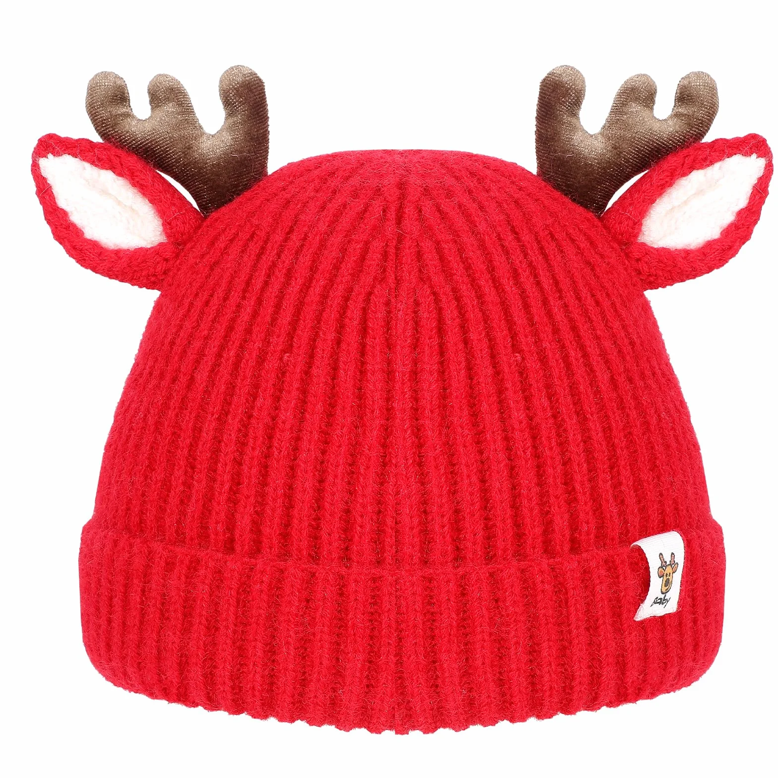 COMNICO Winter Hat for Kids, Antlers Reindeer Crochet Knitted Baby Beanie Hat Christmas Hat Thick Winter Warmer Cap Girls Accessories for Baby Boys Toddler Girl