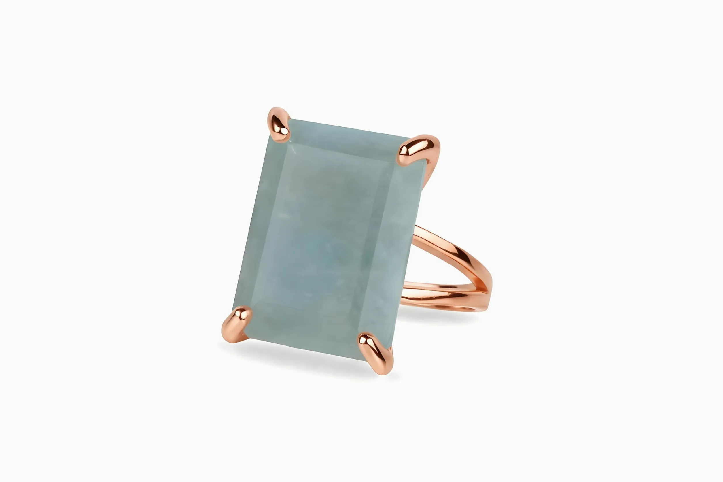 Anillo Grande de Aguamarina - Anillos de Oro de 14k Hechos a Mano para Mujeres - Anillos de Moda, Joyas de Declaración y Regalo para Damas