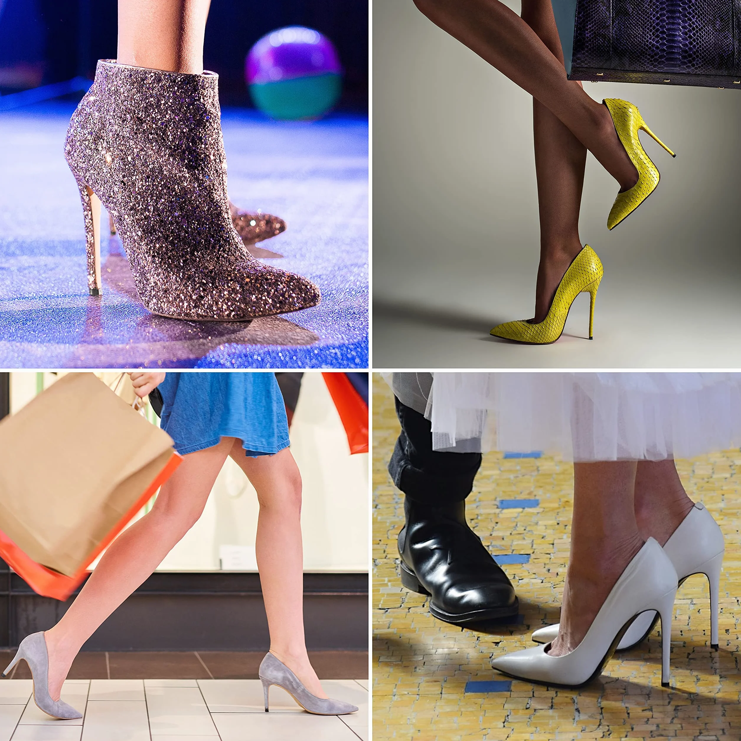 Tapas de Tacón,24 pares Forma de U y Redonda Stiletto Reemplazo del Talón Antideslizantes Alto Reparación de Zapato Clavijas de Reemplazo de Zapatos Zapatos Negros Tapas para Reparación de Zapatos