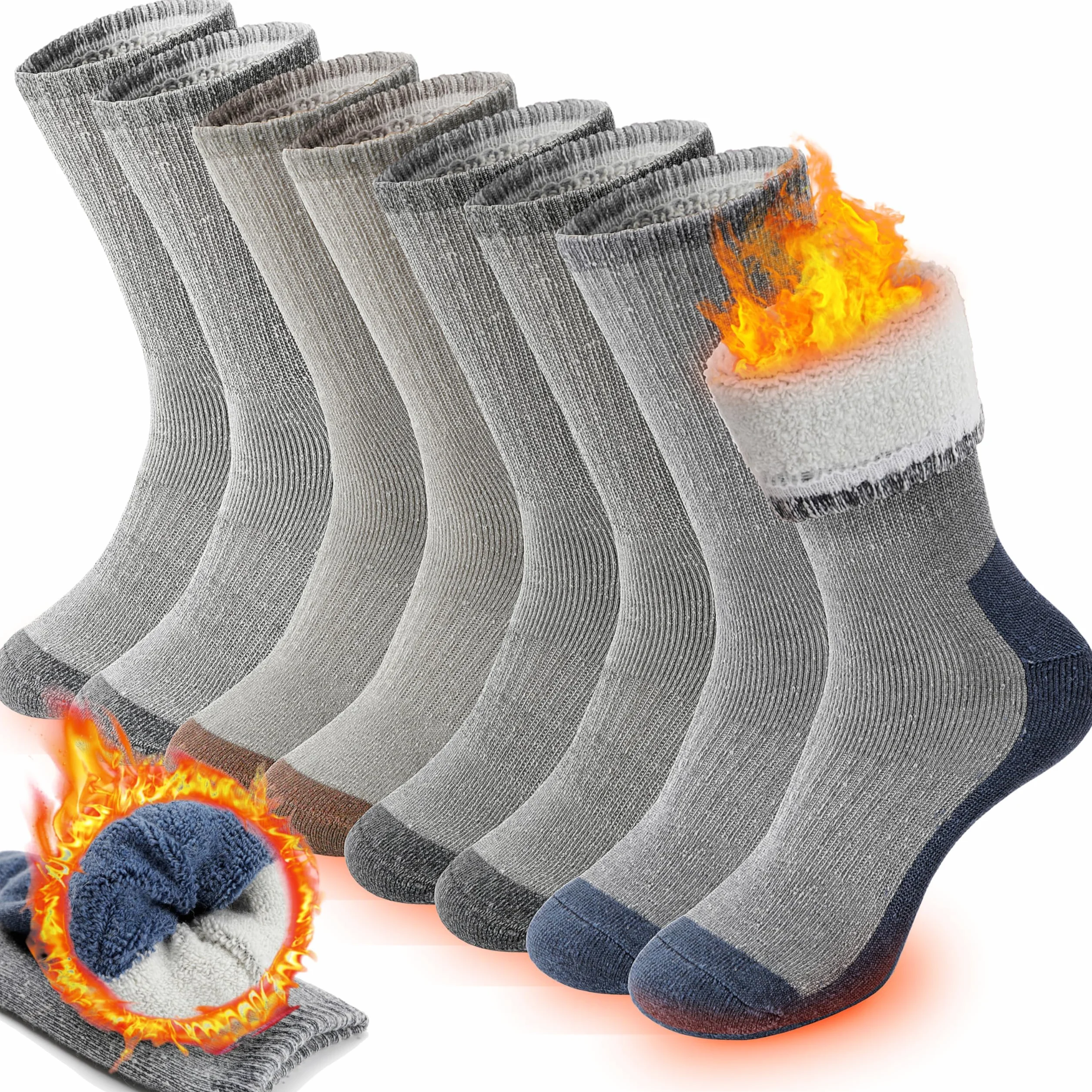 PROETRADE Calcetines Térmicos Lana Merino 4 Pares, Invierno Gruesos Cálidos Antiampollas Running Ciclismo Talla 36-46