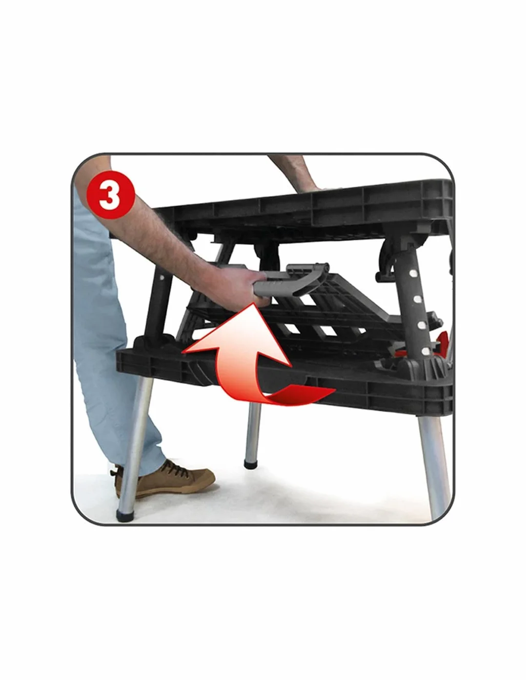 Keter Mesa de herramientas plegable 450 kg 85 x 55,5 x 11,2 cm cerrado 91 x 55,5 x 75,5 cm abierto Negro