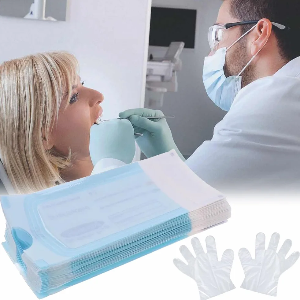 Bolsa de Esterilización Dental 100pcs 90x165mm Auto Sellado