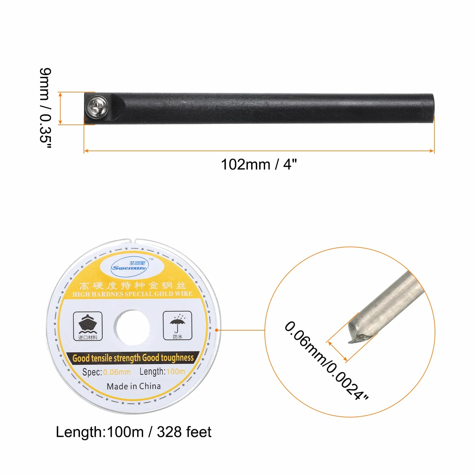 QUARKZMAN 100m/328ft Molibdeno Pantalla Corte Cable Línea con Mango Teléfono LCD Herramienta 0,06mm