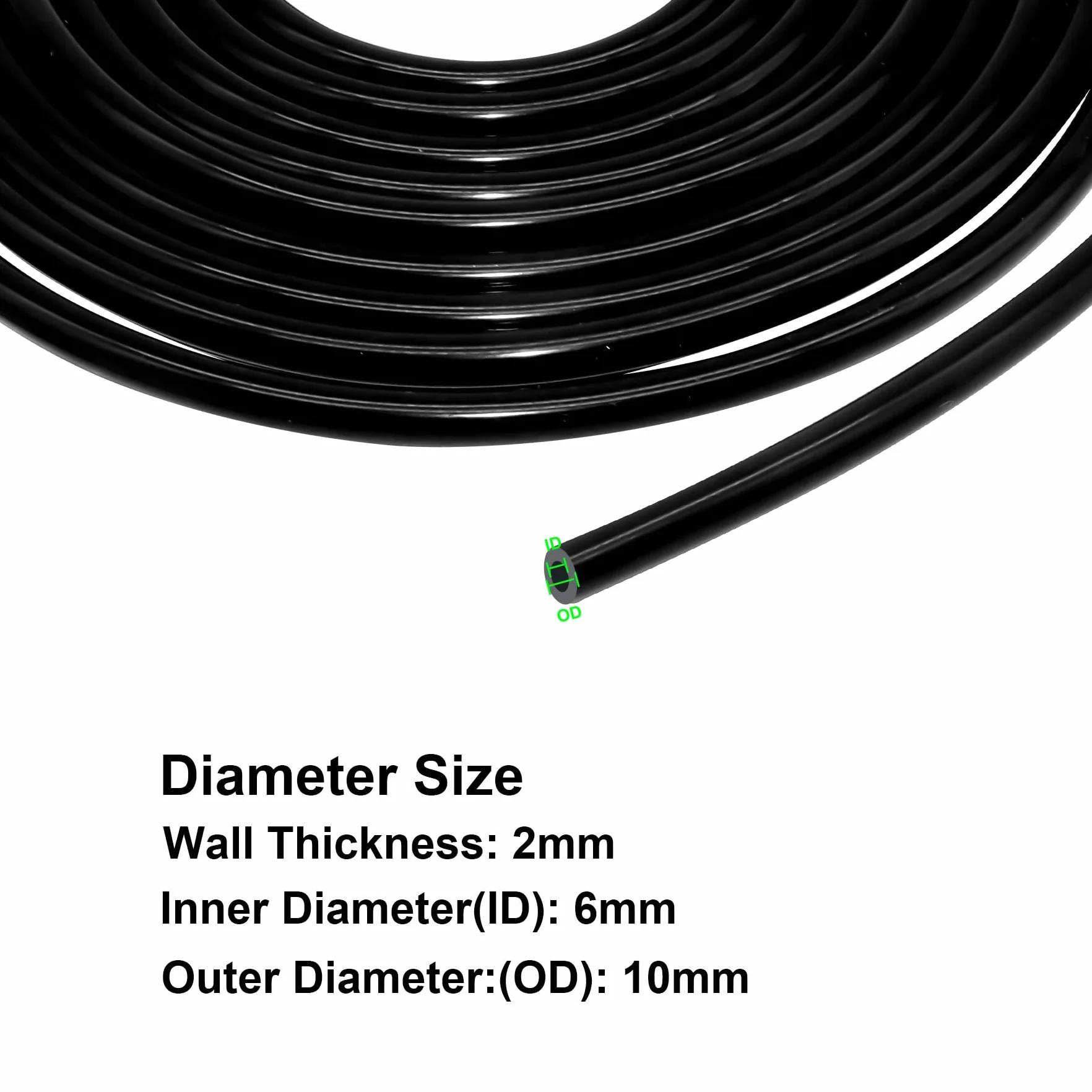 Tubo de silicona flexible 6x10 mm 4,5 m manguera para acuario aire color negro
