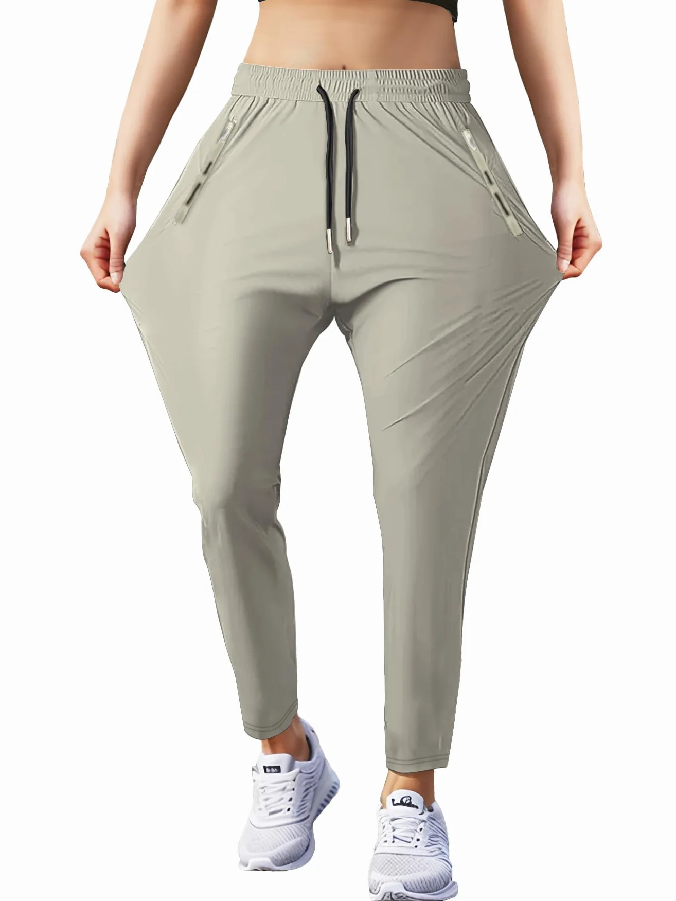 Pantalones de senderismo para mujer, ligeros, cómodos, transpirables, de secado rápido, elásticos, con bolsillo con cremallera
