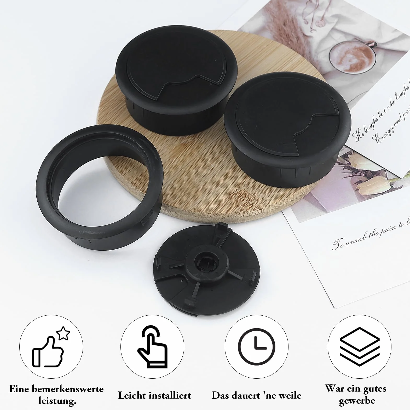 Pasacables para escritorio 60 mm plástico negro
